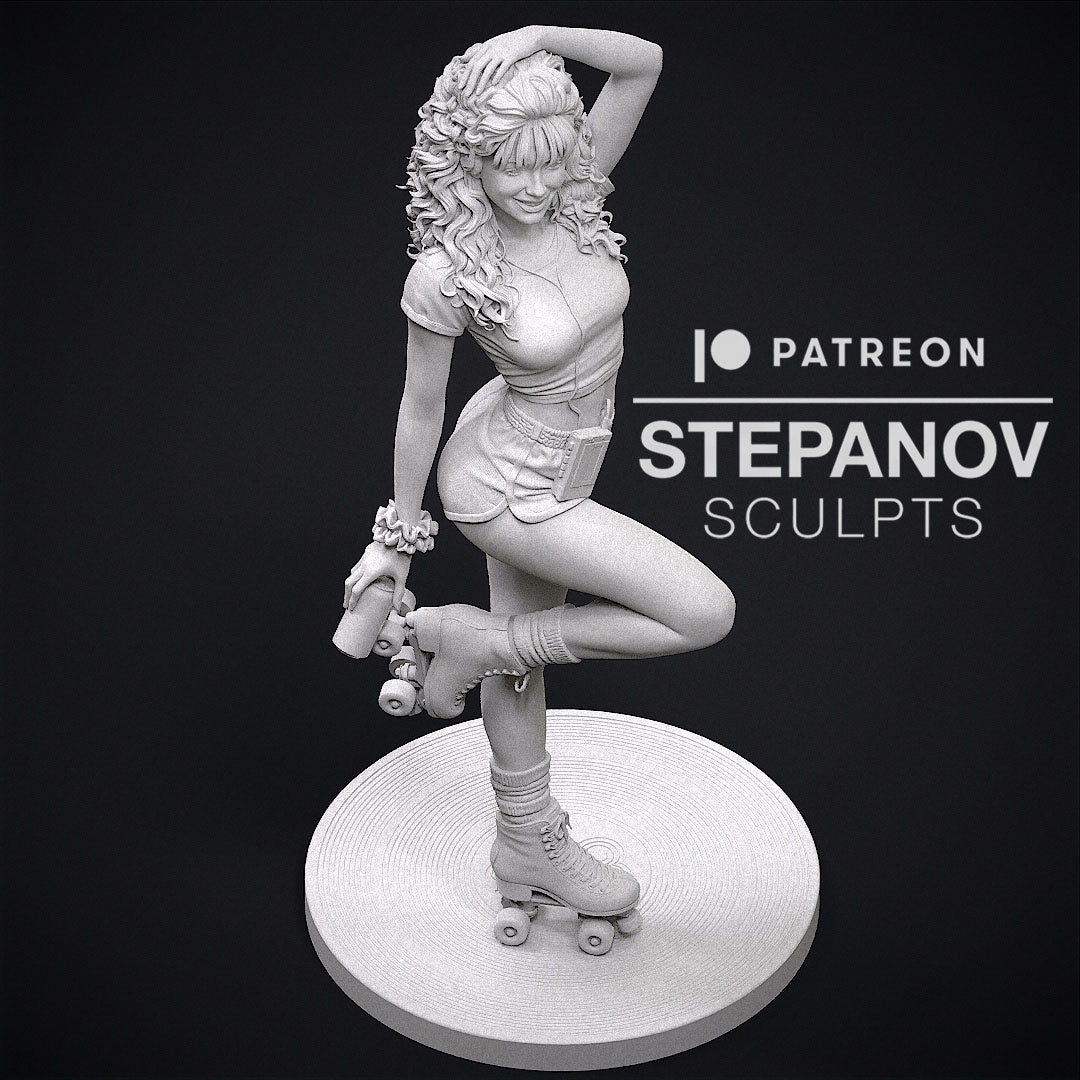 Roller Disco Girl - 3D Printed Model Kit Statue - 250mm