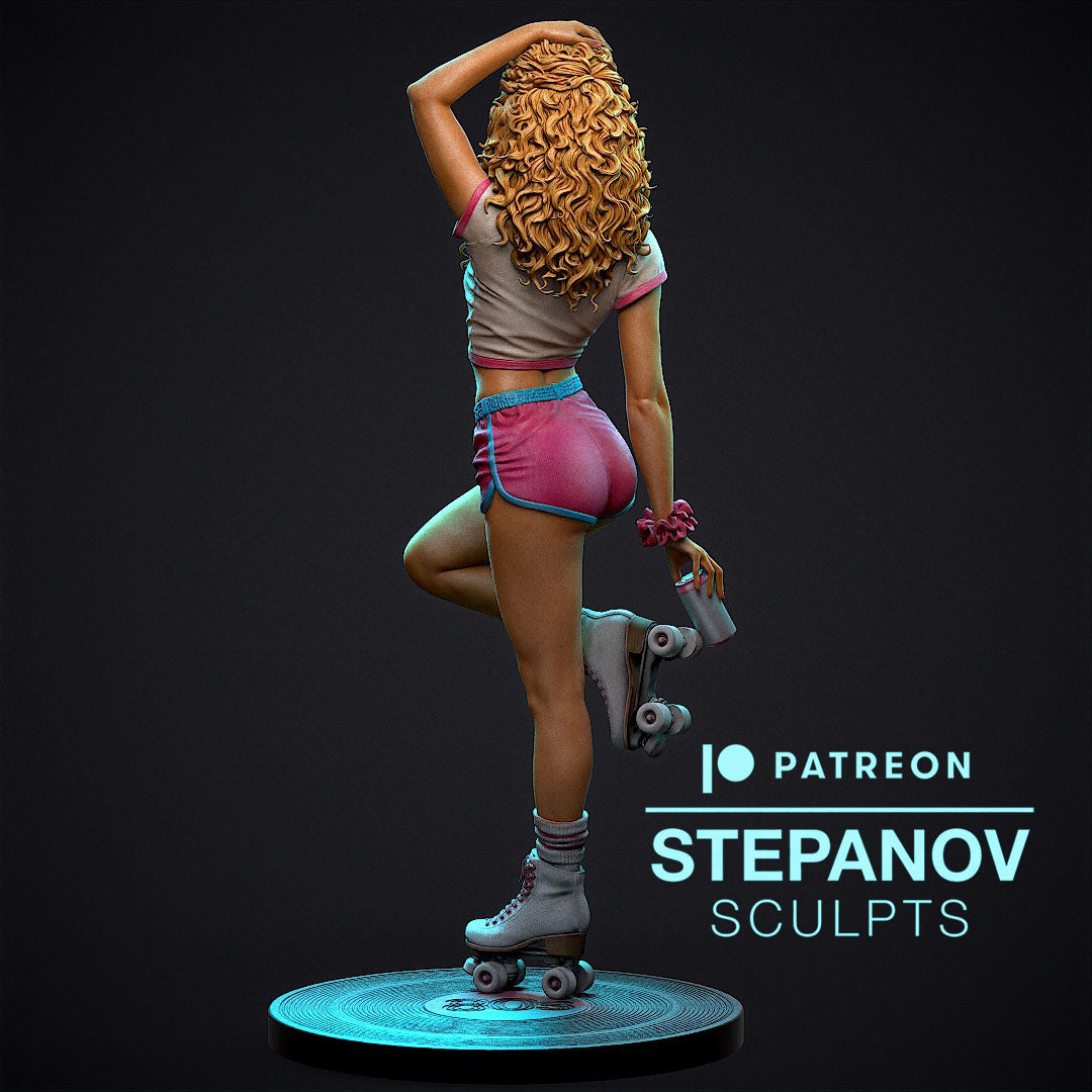 Roller Disco Girl - 3D Printed Model Kit Statue - 250mm