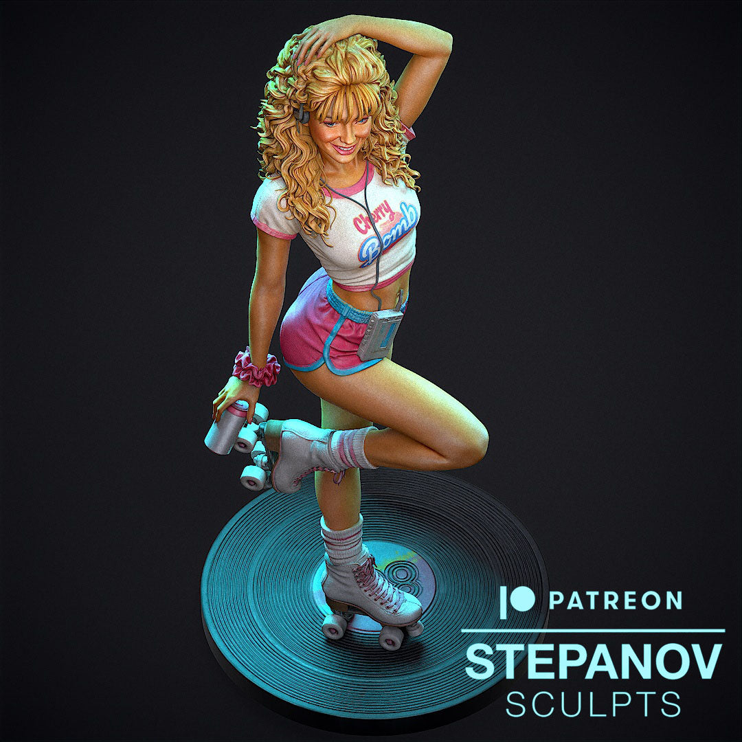 Roller Disco Girl - 3D Printed Model Kit Statue - 250mm