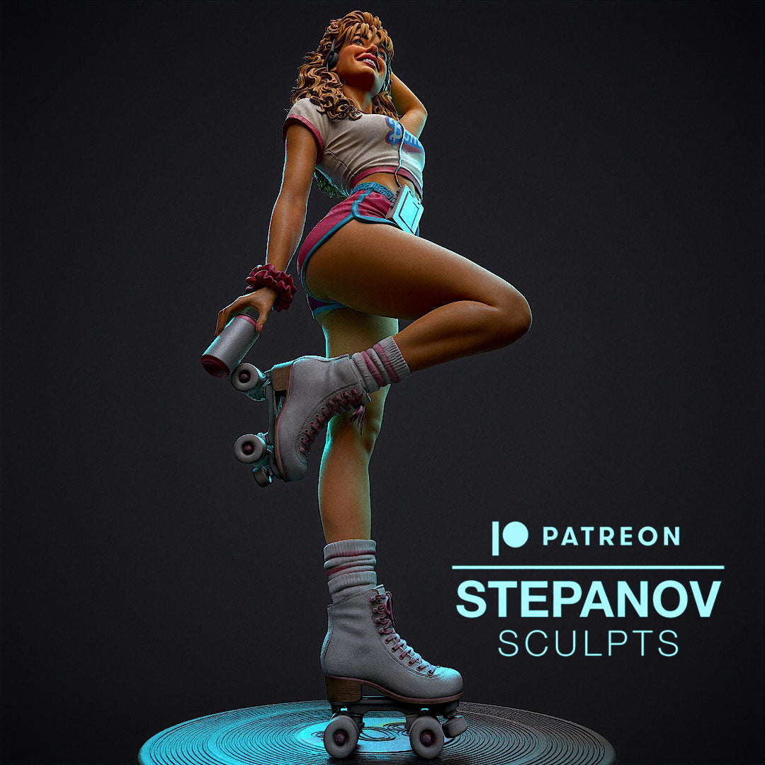 Roller Disco Girl - 3D Printed Model Kit Statue - 250mm