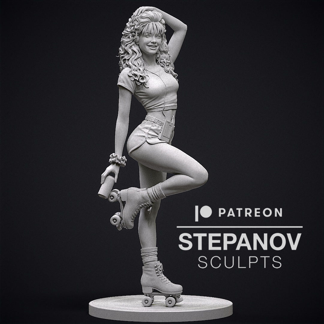 Roller Disco Girl - 3D Printed Model Kit Statue - 250mm