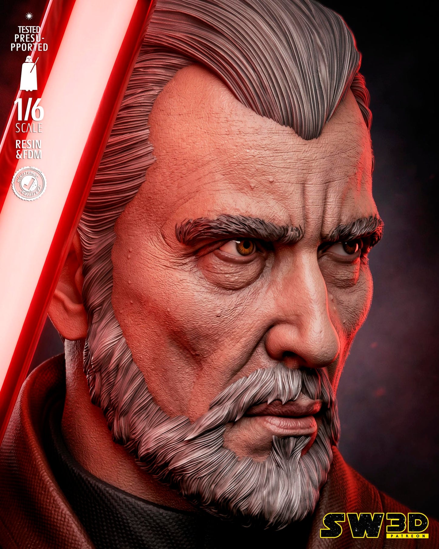 Dooku Sculpt (Star Wars) - 3D printed model kit (Fan Art)