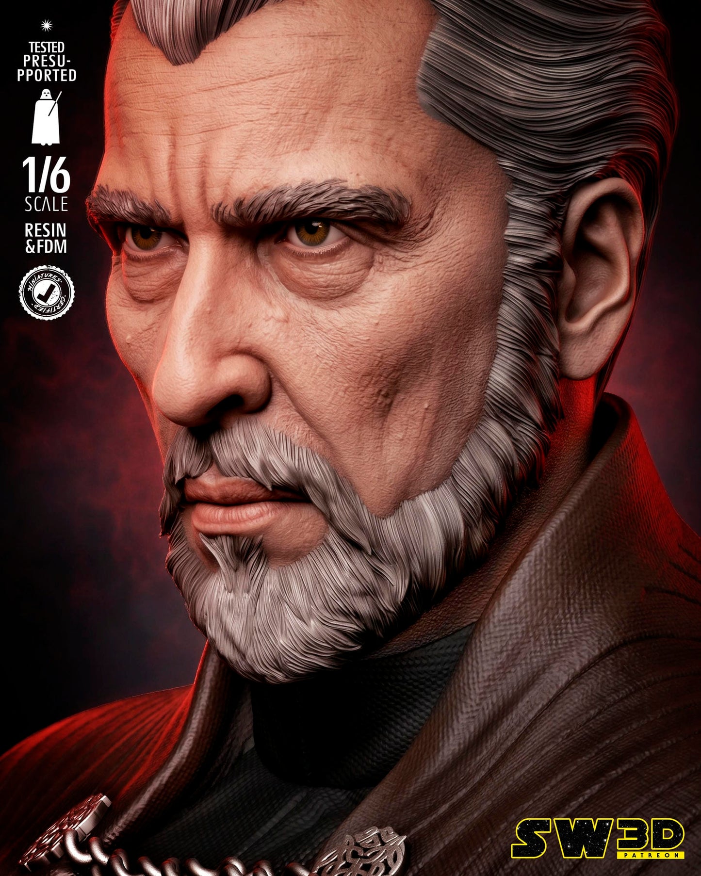 Dooku Sculpt (Star Wars) - 3D printed model kit (Fan Art)