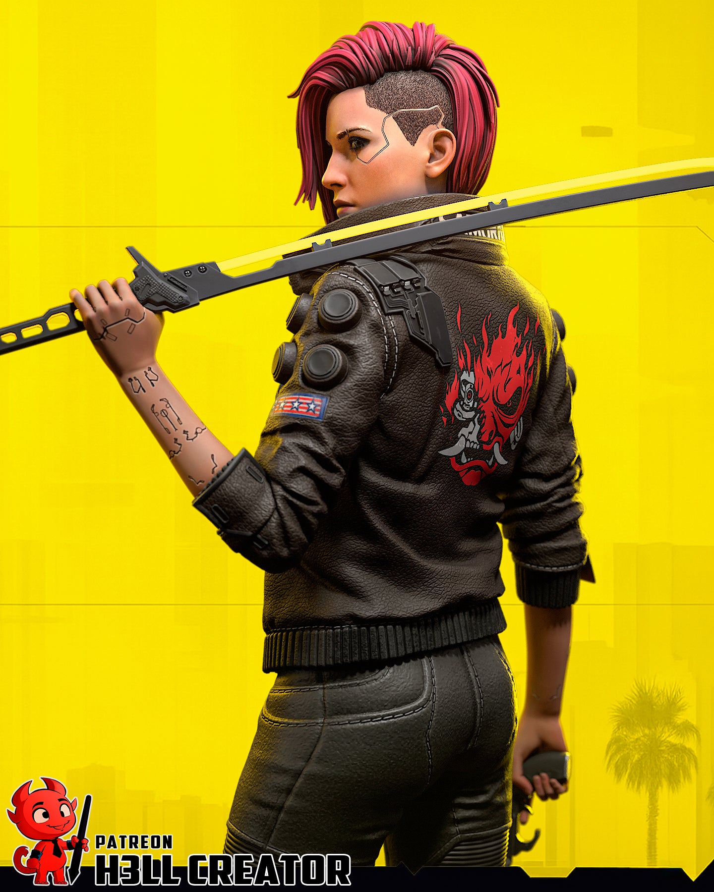 Female V (Cyberpunk 2077) 3d Printed Model Kit - 1:10
