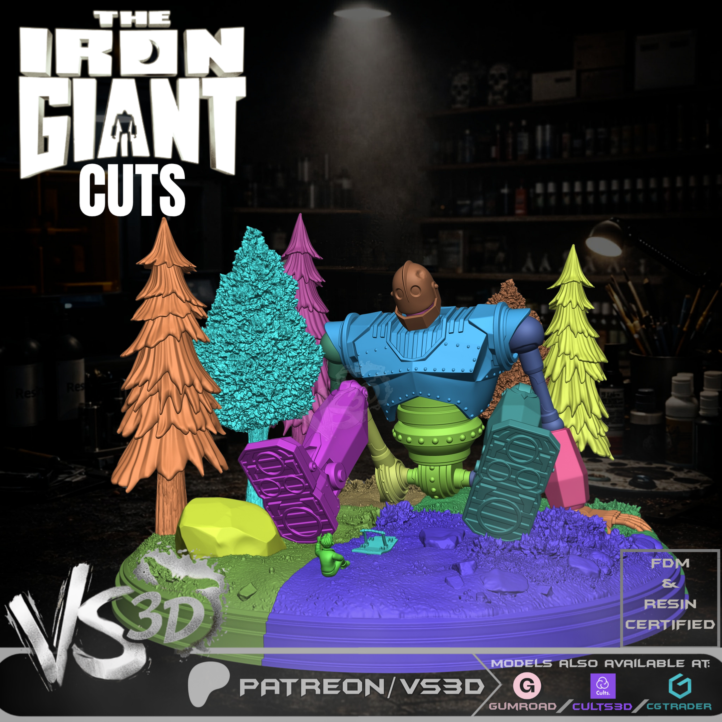 The Iron Giant Diorama - 3D Printed Statue - 8 Scale