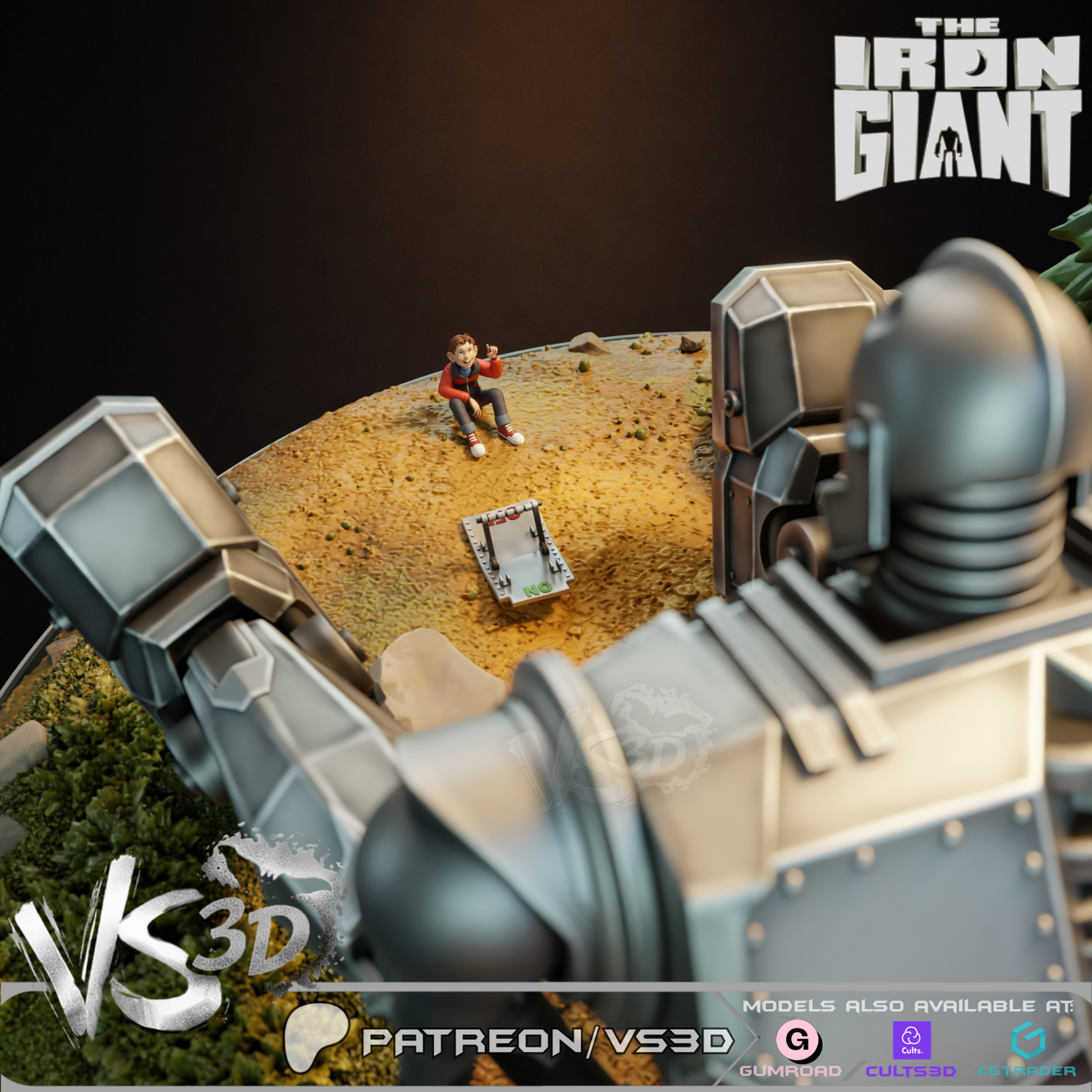 The Iron Giant Diorama - 3D Printed Statue - 8 Scale