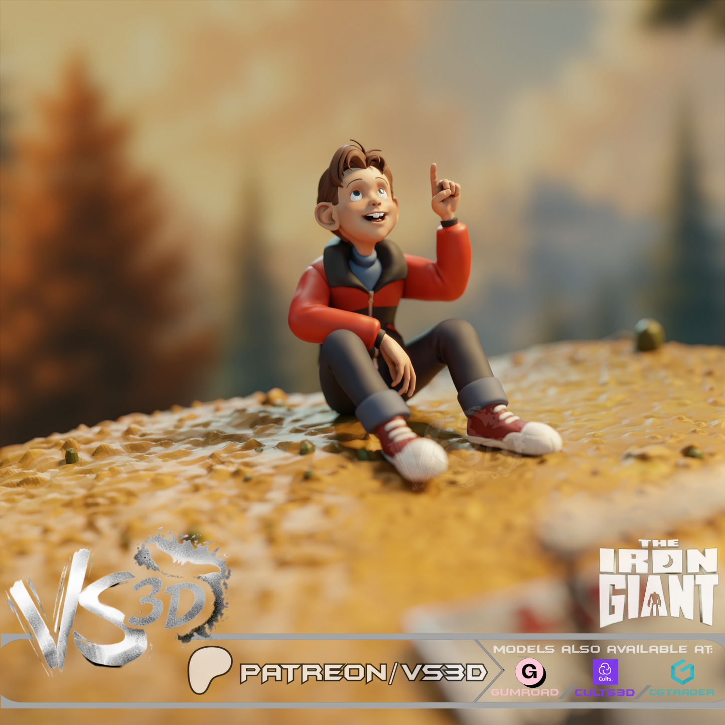 The Iron Giant Diorama - 3D Printed Statue - 8 Scale