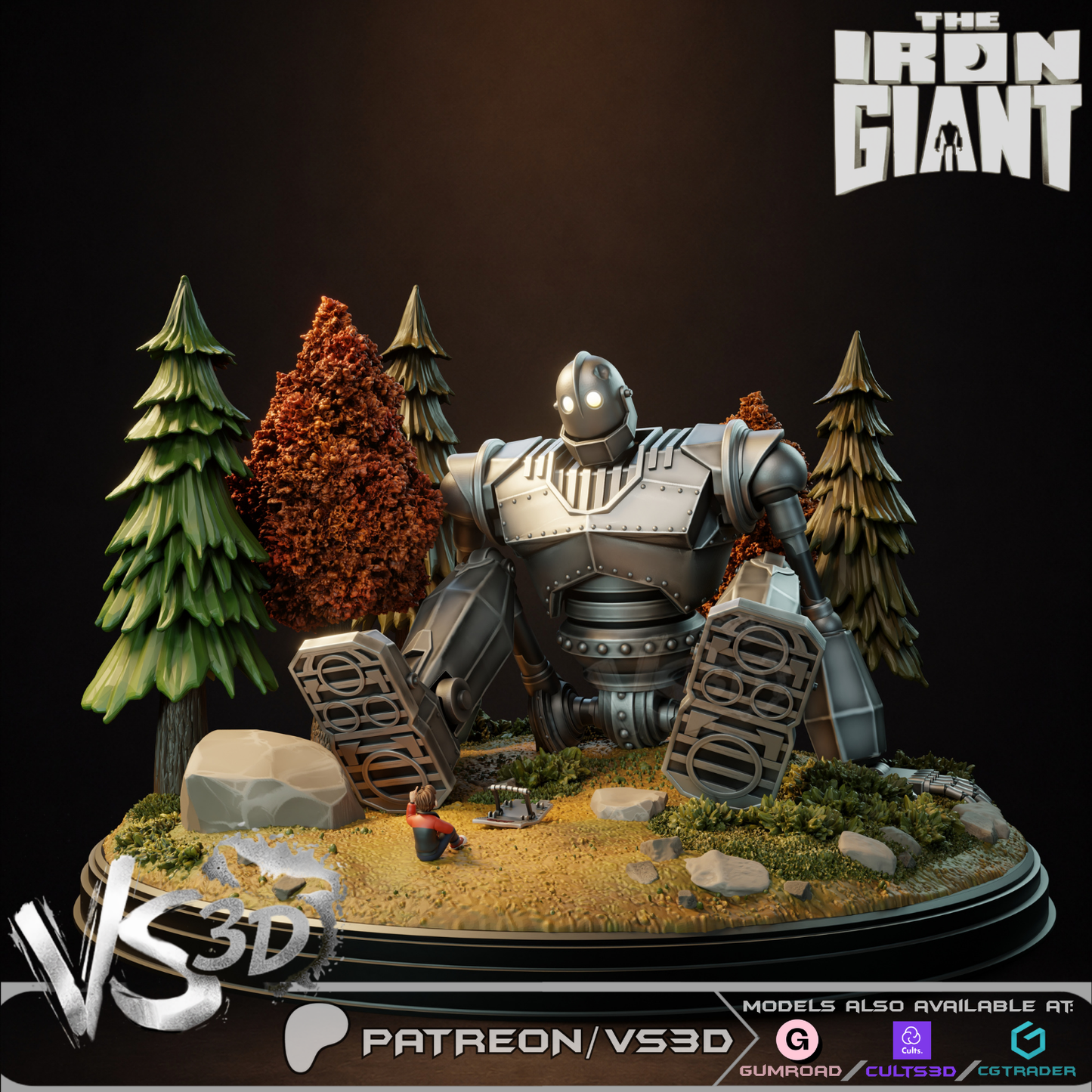 The Iron Giant Diorama - 3D Printed Statue - 8 Scale