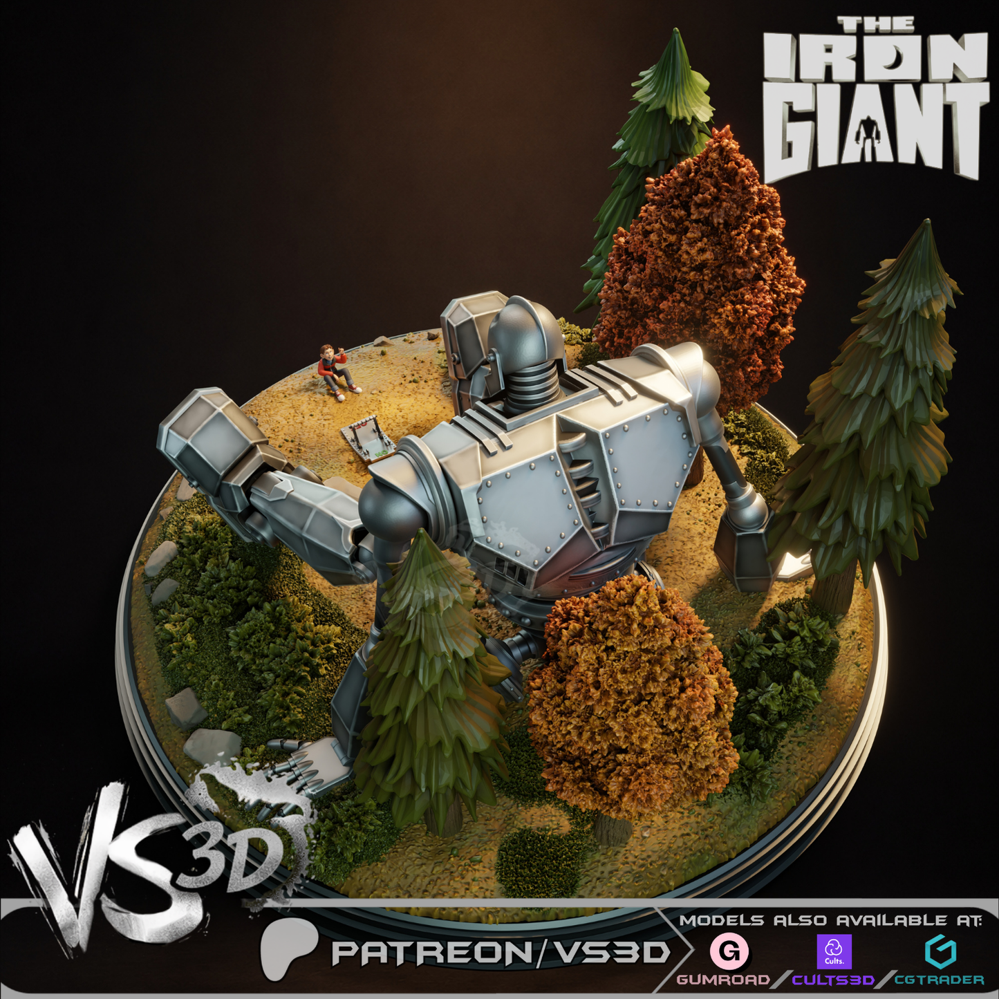 The Iron Giant Diorama - 3D Printed Statue - 8 Scale