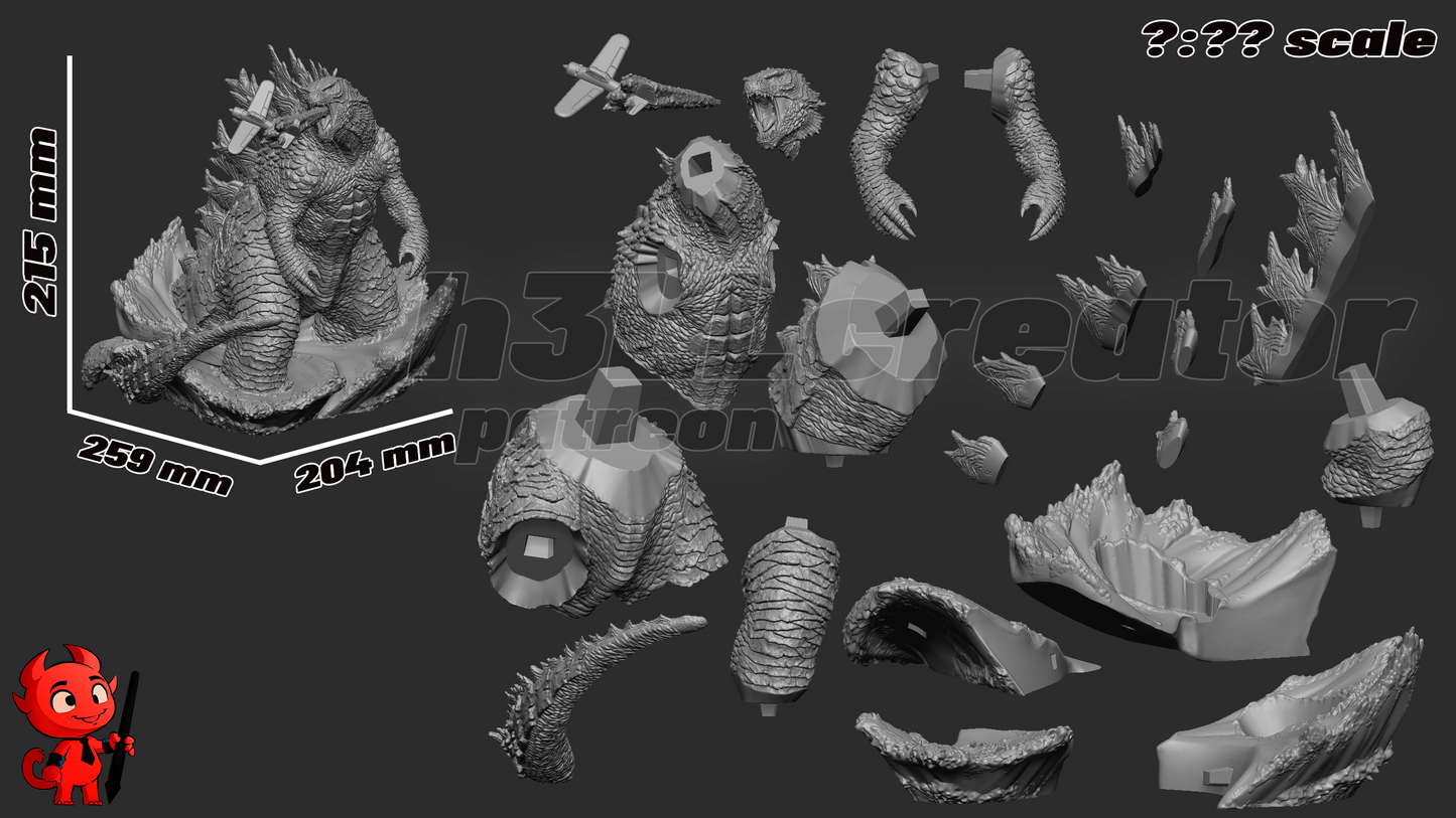 Godzilla- 3D Printed Statue / Bust