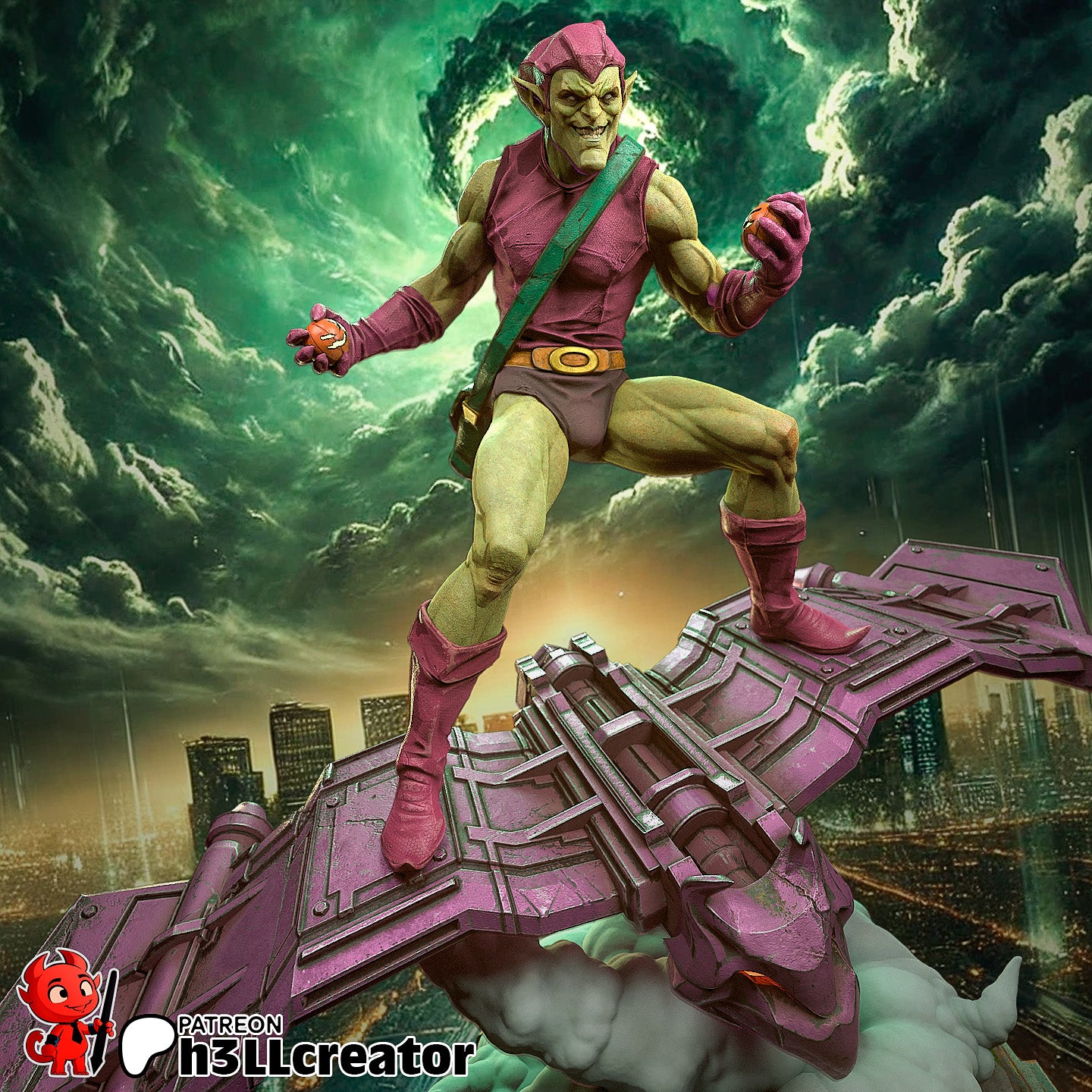 Green Goblin - 3D Printed Statue - 12 Scale Statue / Bust