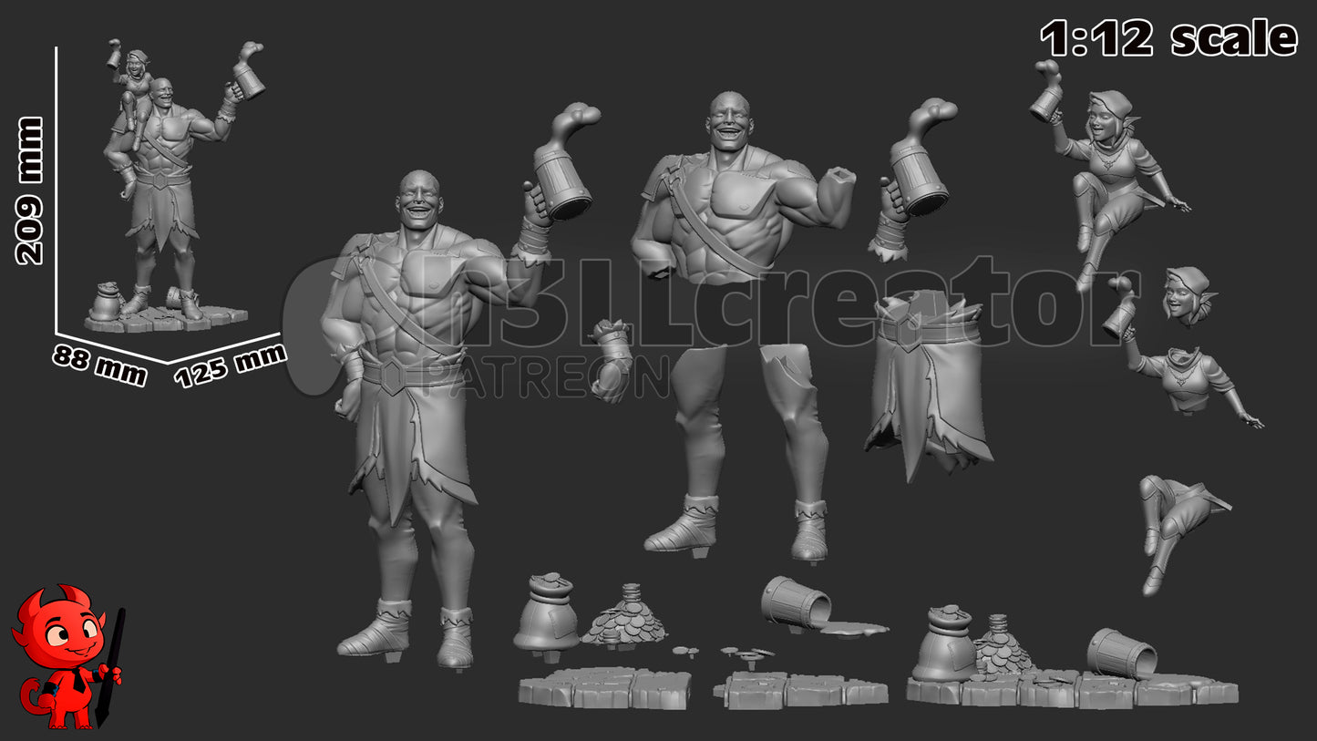 Grog and Pike - 3D Printed Model Kit State / Bust 12 Scale