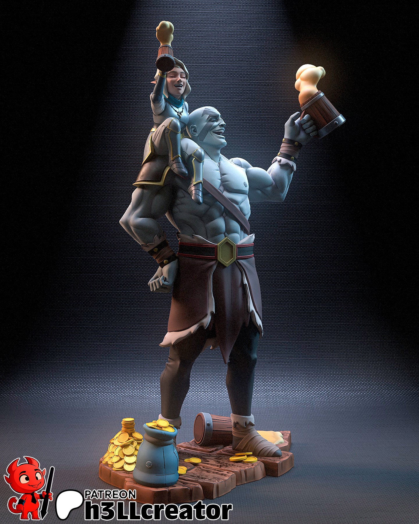 Grog and Pike - 3D Printed Model Kit State / Bust 12 Scale