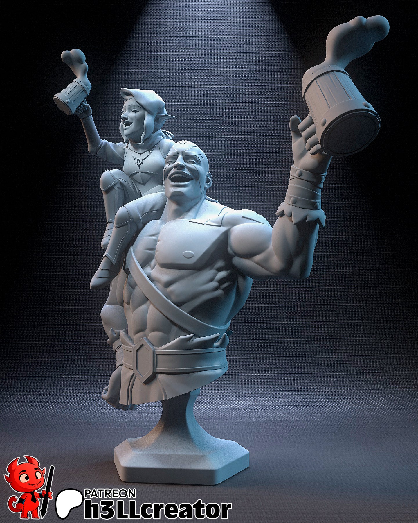 Grog and Pike - 3D Printed Model Kit State / Bust 12 Scale