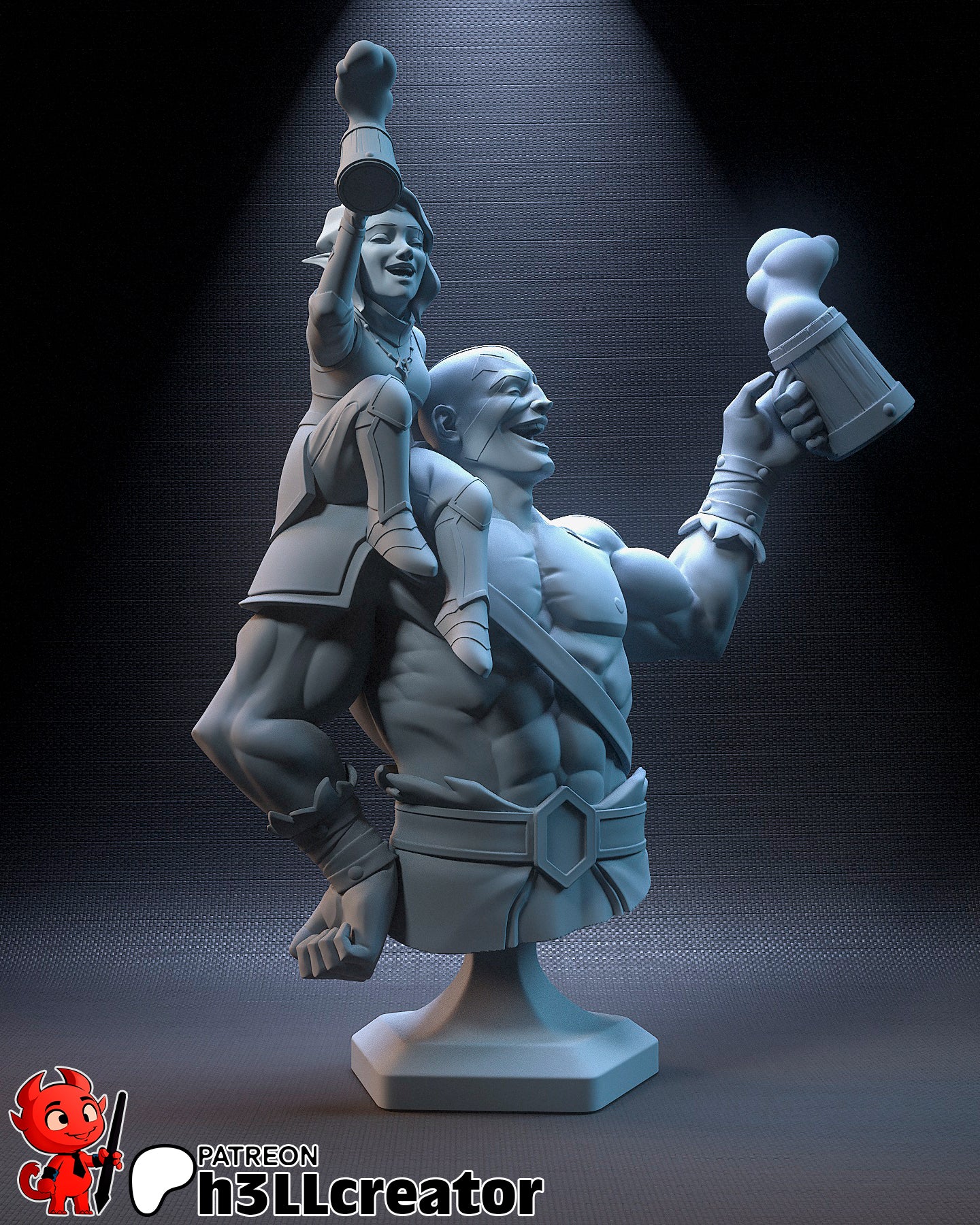 Grog and Pike - 3D Printed Model Kit State / Bust 12 Scale