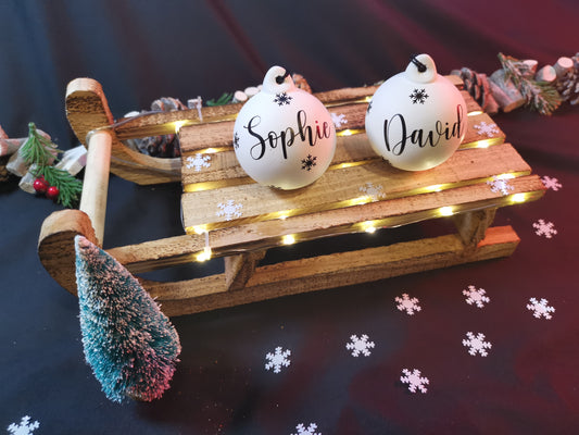 Personalised White Christmas Baubles