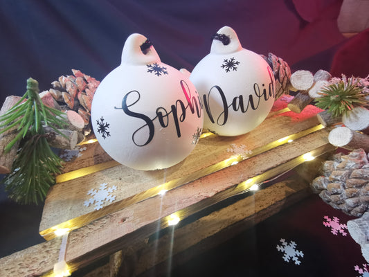 Personalised White Christmas Baubles