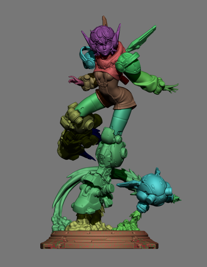 Nillai and Bblue - Mechagirl - 3D Printed Statue - 6 Scale