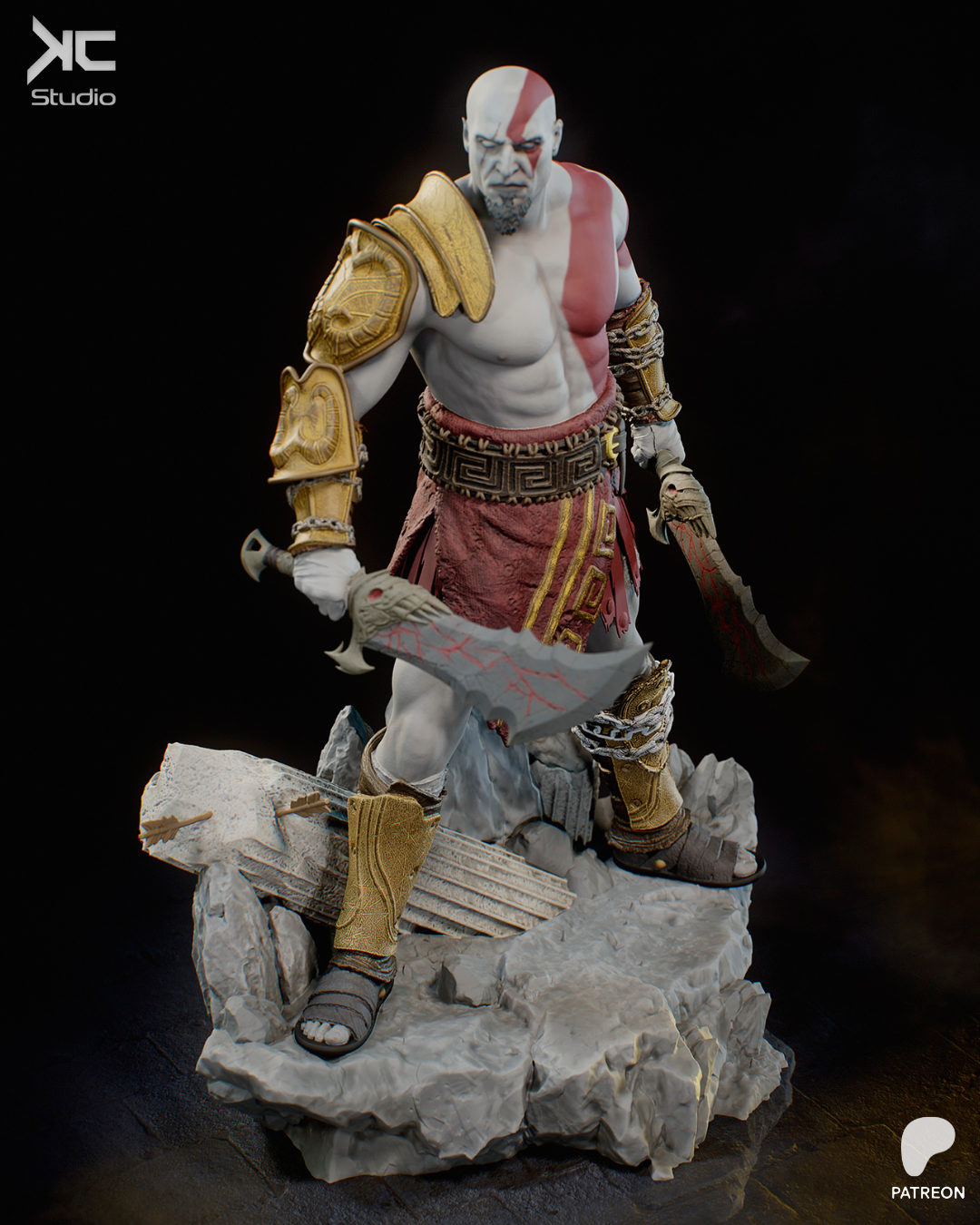 Kratos God Of War 3 - 3d printed model Statue 10 Scale & 6 Scale