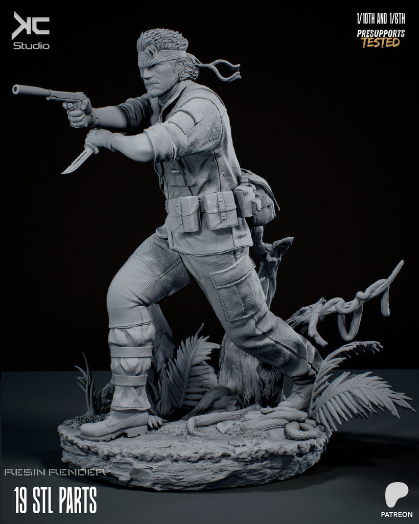 Naked Snake (Metal Gear) - 3D Print Model Kit - 1:10 or 1:6 Scale - Fan Art