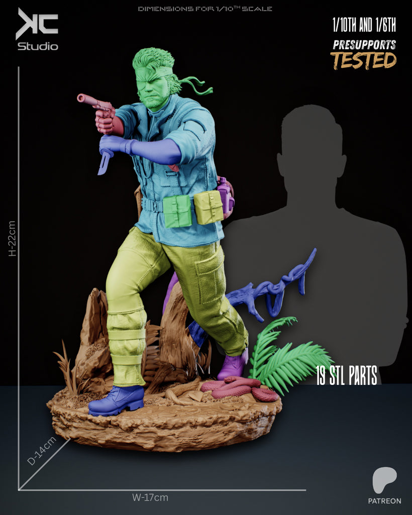 Naked Snake (Metal Gear) - 3D Print Model Kit - 1:10 or 1:6 Scale - Fan Art