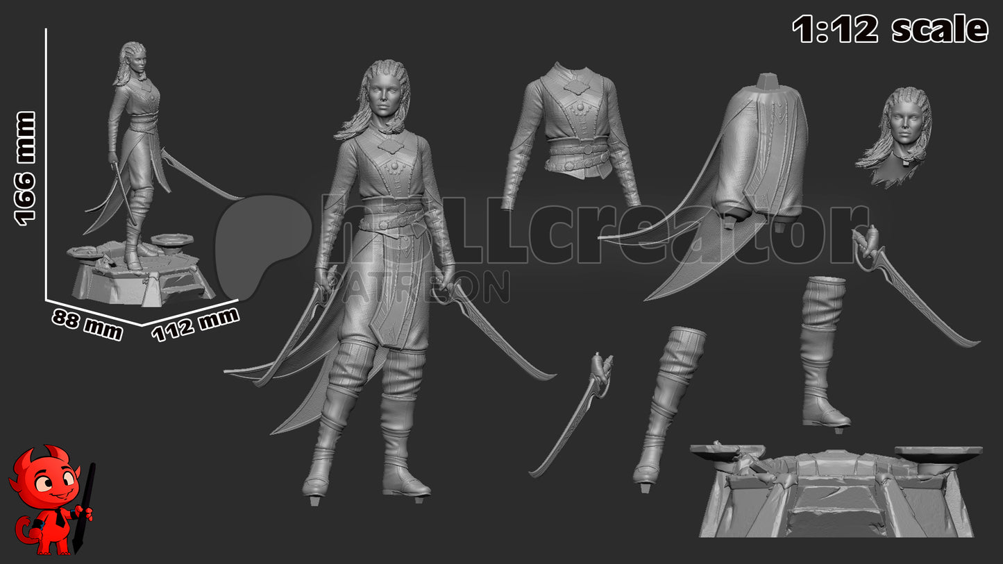 Jaheira - 3D Printed Model Statue and Bust 12 Scale