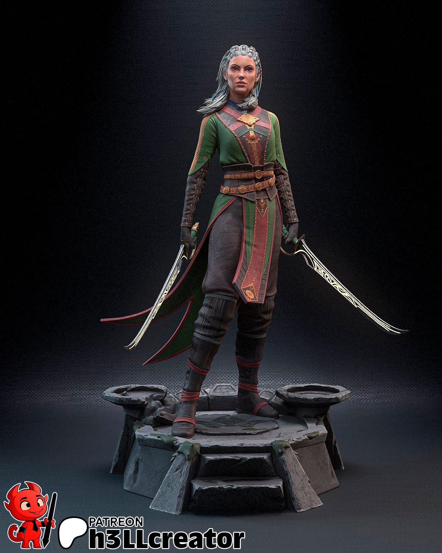 Jaheira - 3D Printed Model Statue and Bust 12 Scale