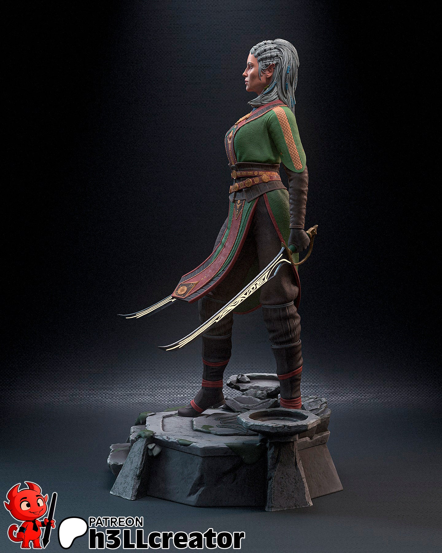 Jaheira - 3D Printed Model Statue and Bust 12 Scale