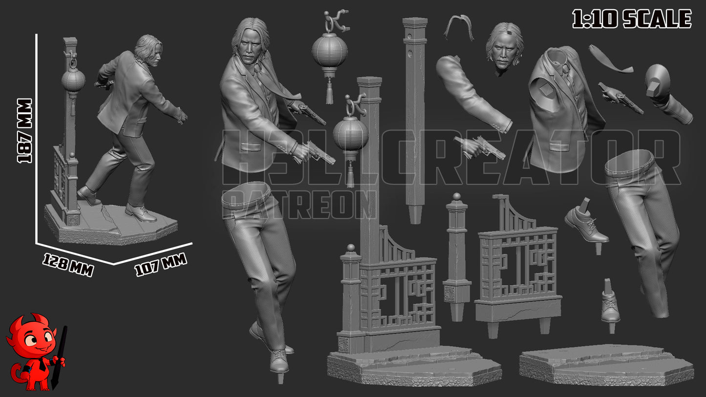 John Wick - 3D Printed Statue / Bust - 10 Scale