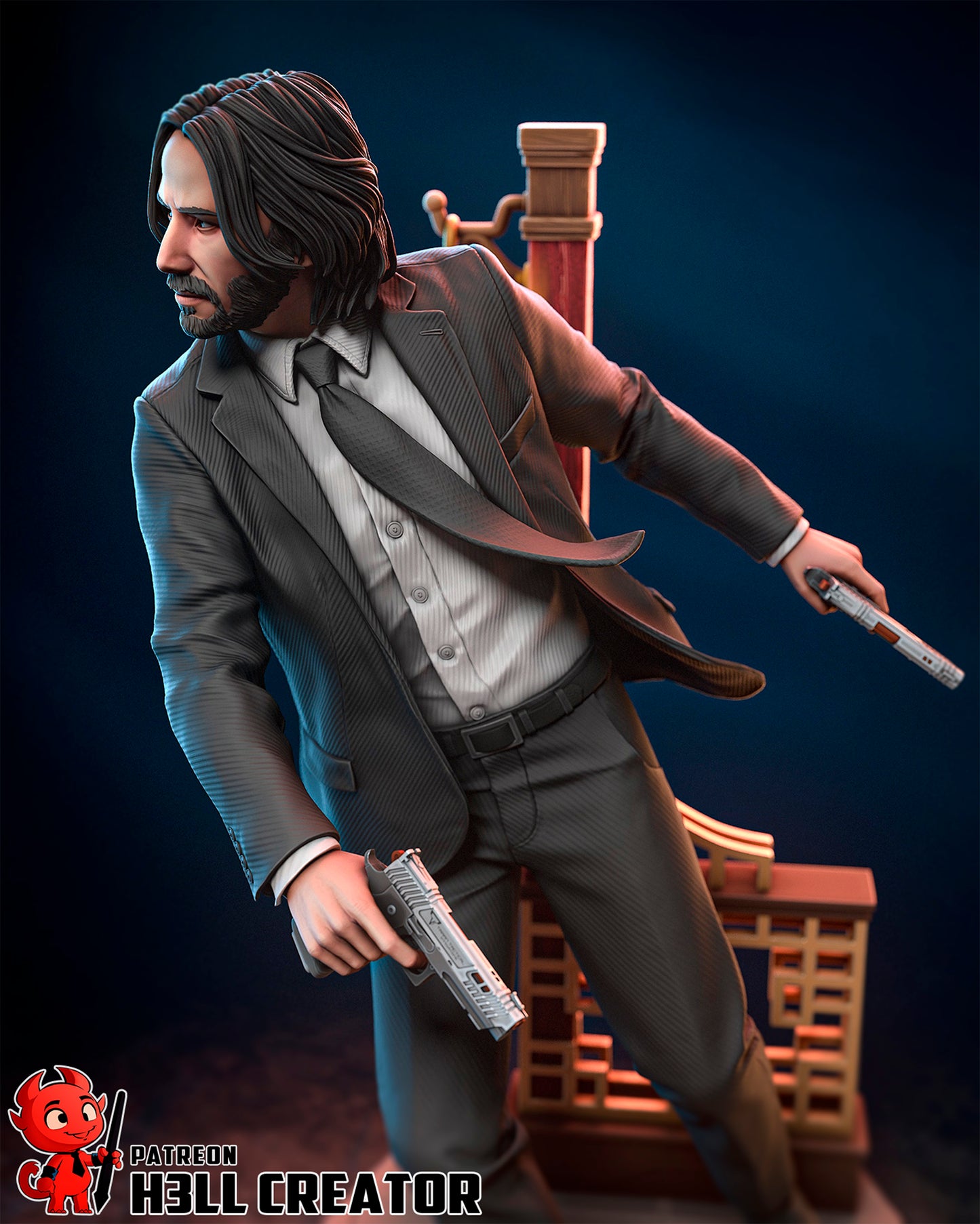 John Wick - 3D Printed Statue / Bust - 10 Scale