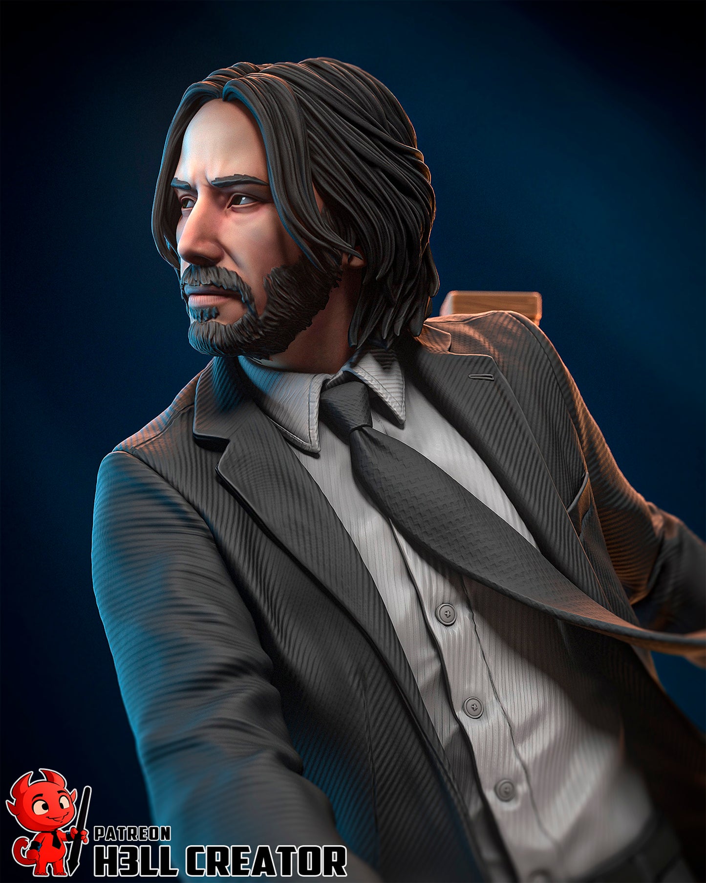 John Wick - 3D Printed Statue / Bust - 10 Scale