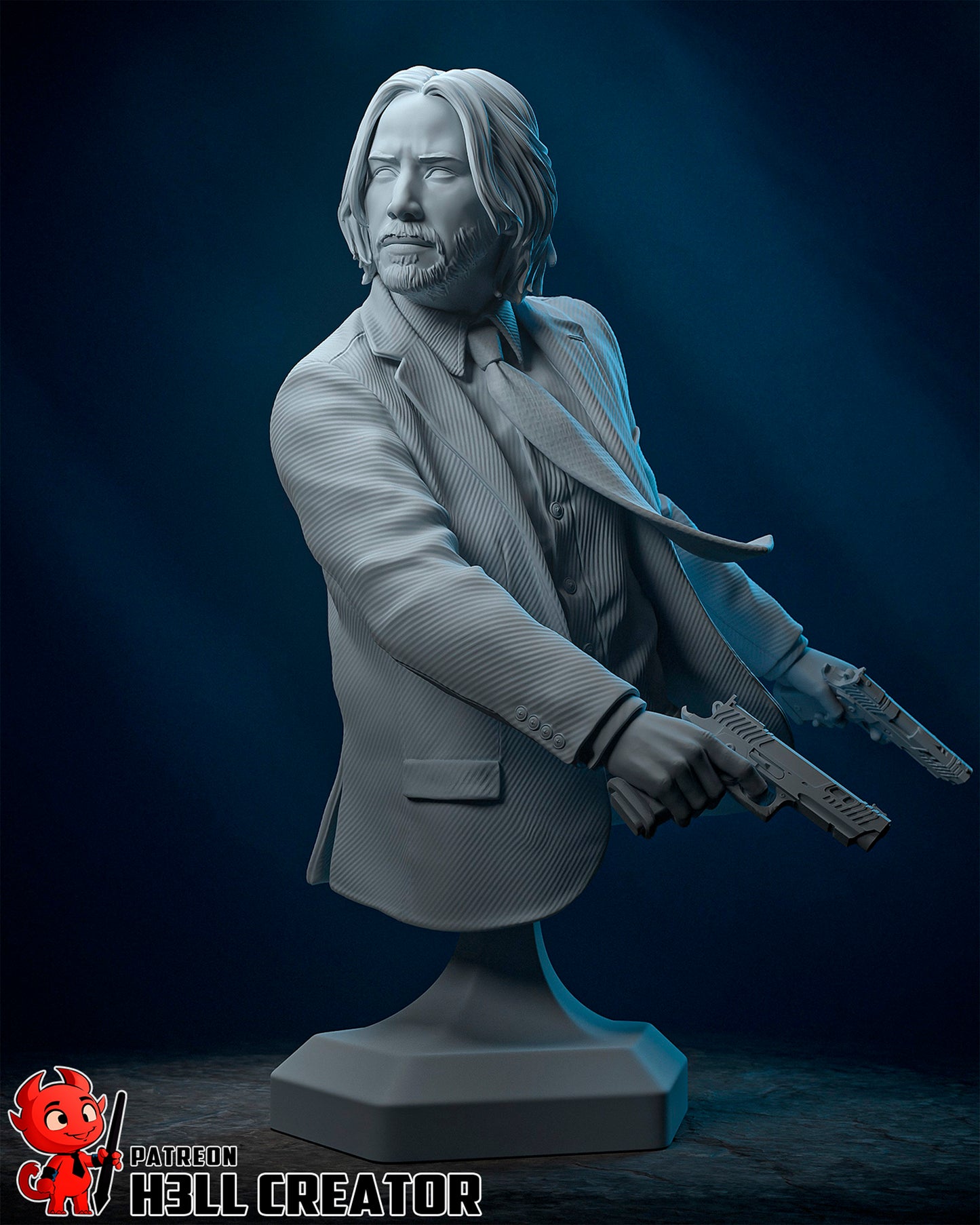 John Wick - 3D Printed Statue / Bust - 10 Scale