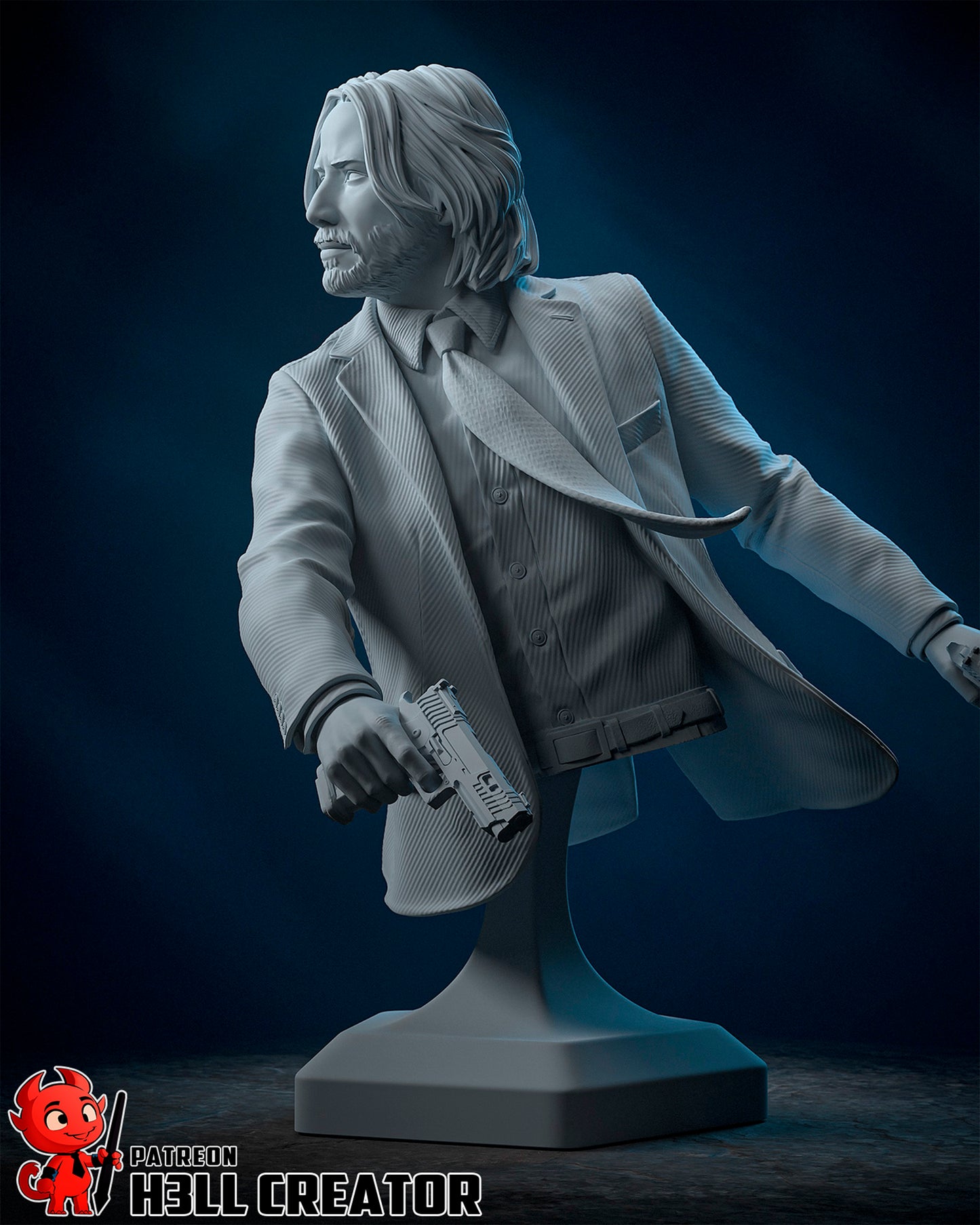 John Wick - 3D Printed Statue / Bust - 10 Scale