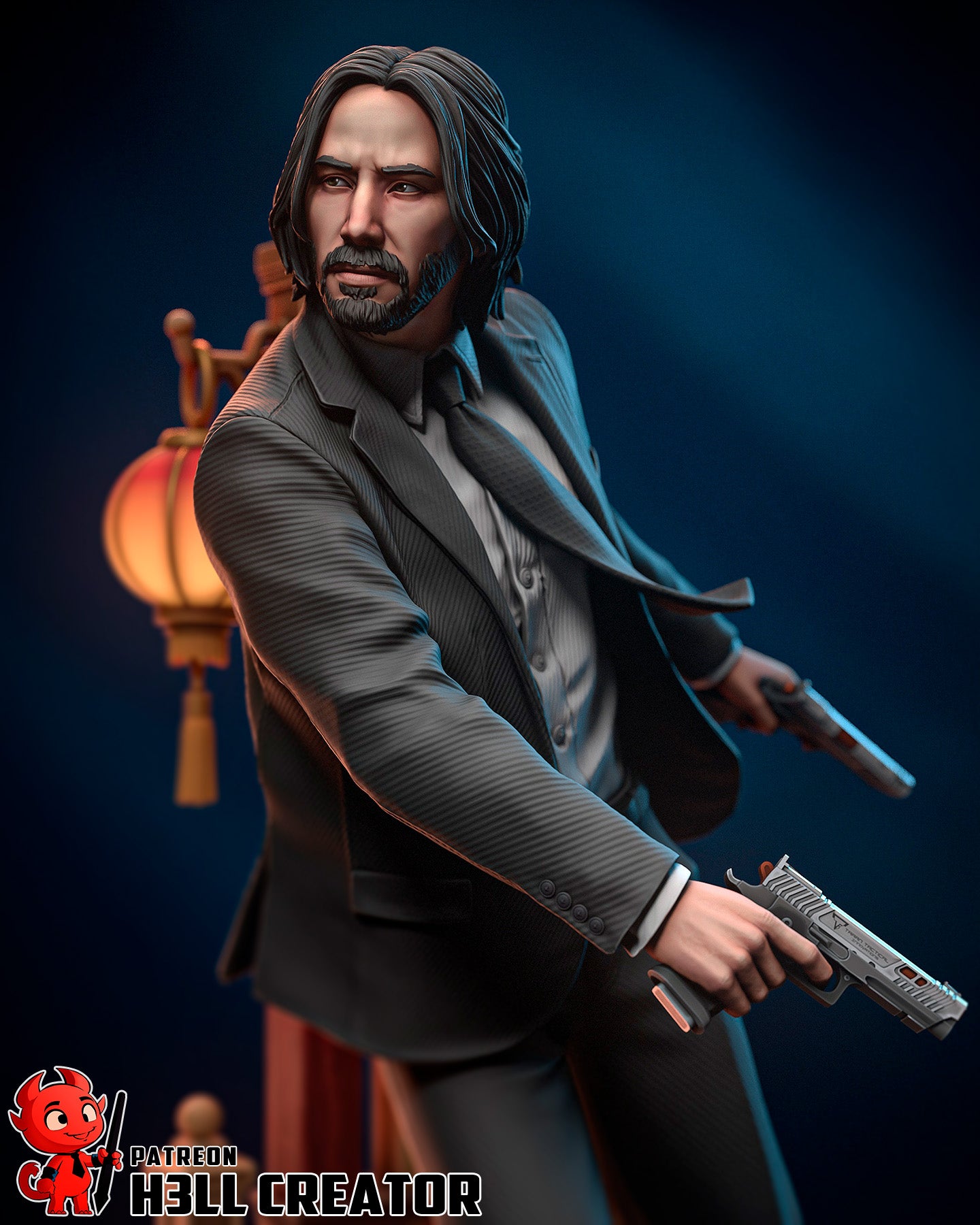 John Wick - 3D Printed Statue / Bust - 10 Scale
