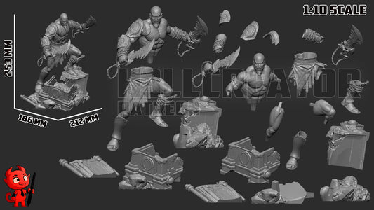 Kratos God Of War - 3D Printed Model Statue and Bust - 10 Scale