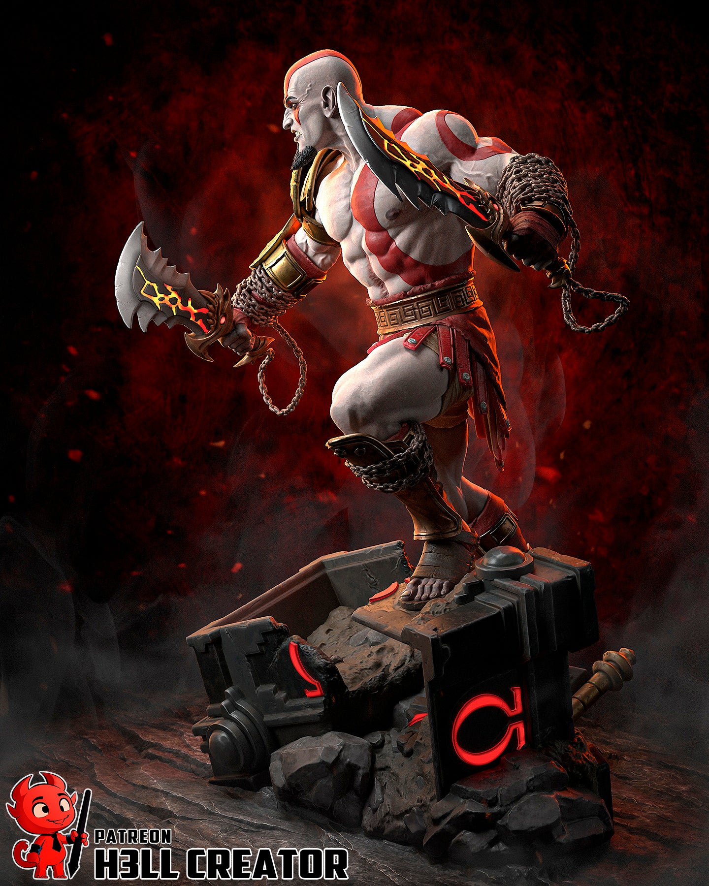 Kratos God Of War - 3D Printed Model Statue and Bust - 10 Scale