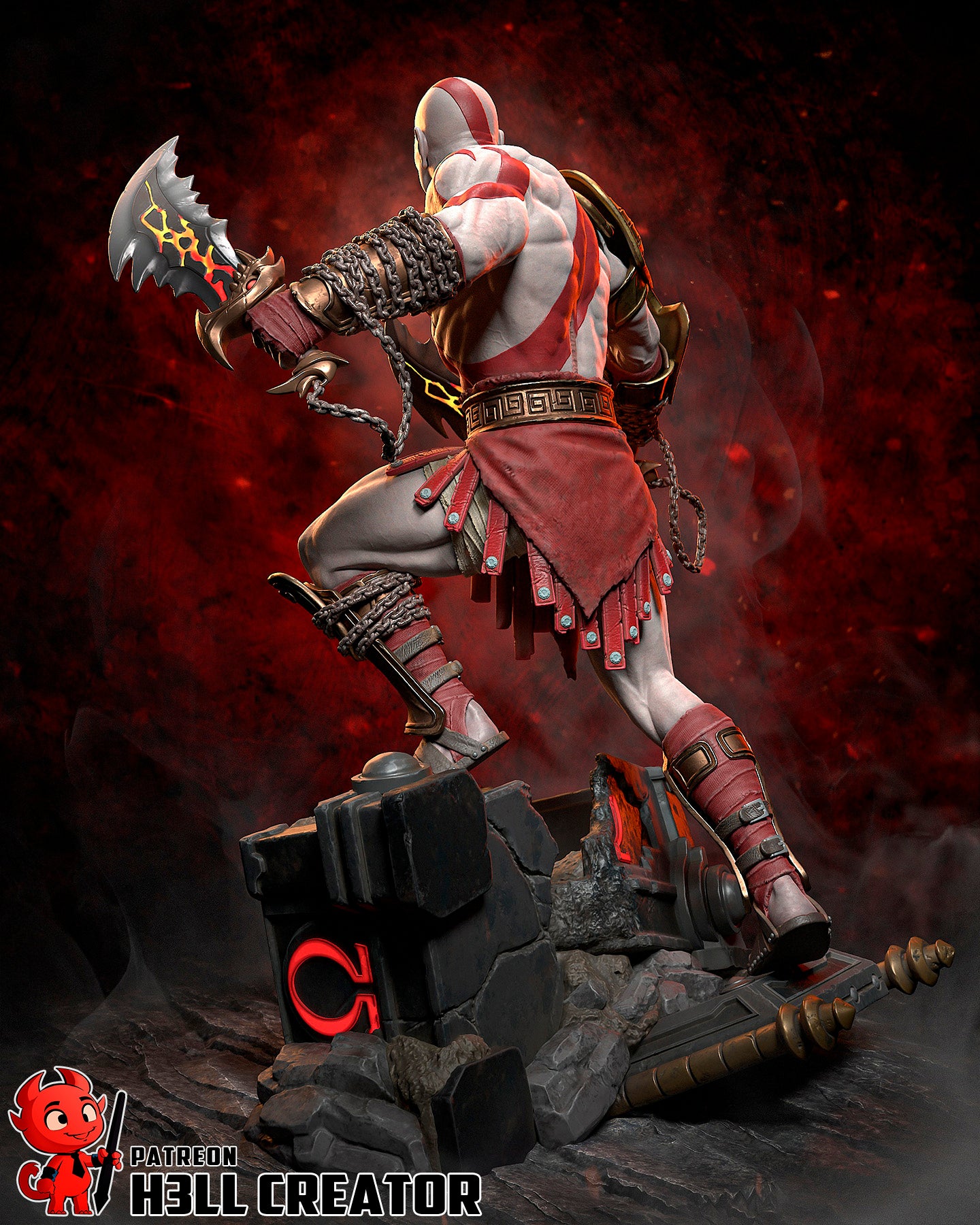 Kratos God Of War - 3D Printed Model Statue and Bust - 10 Scale
