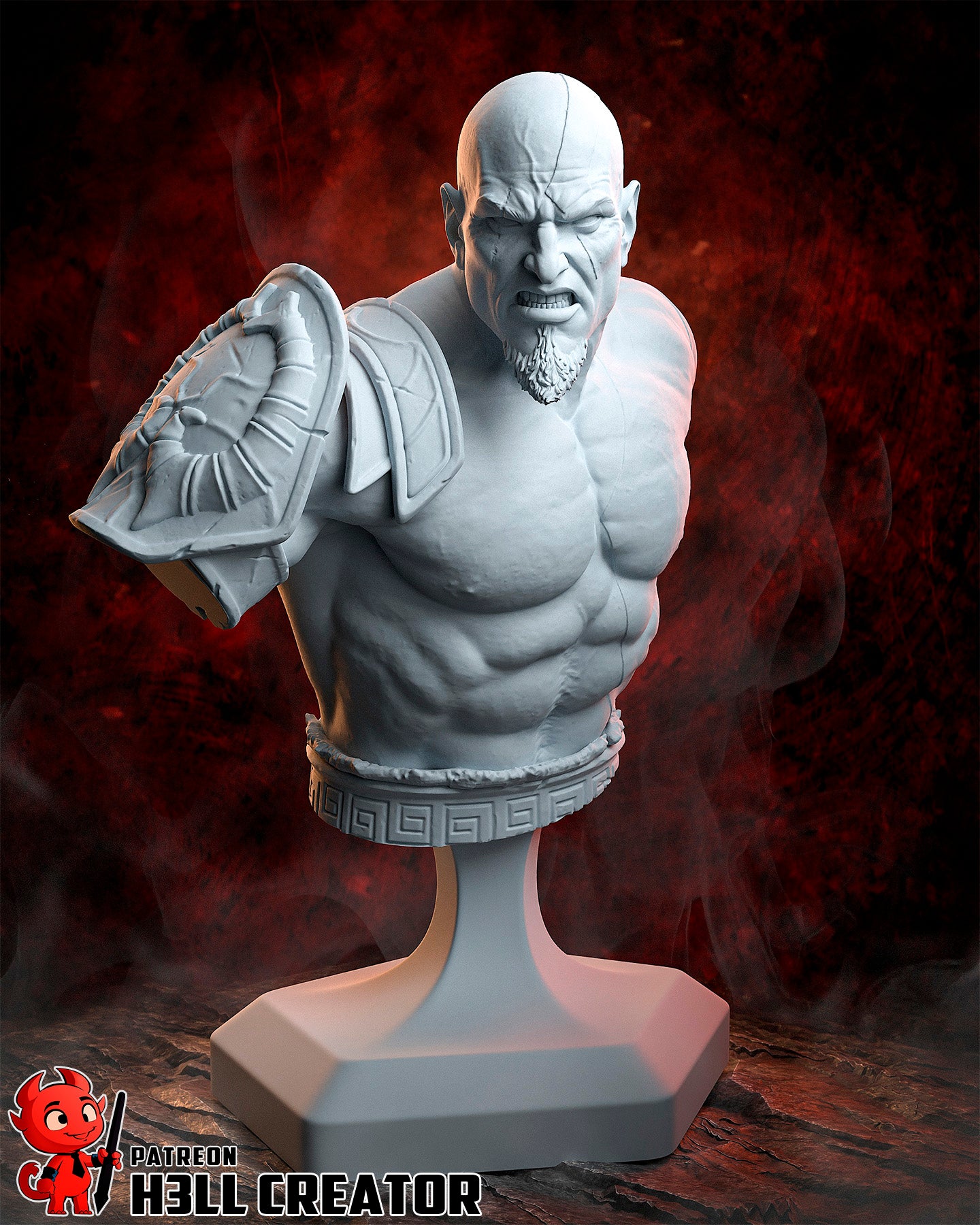Kratos God Of War - 3D Printed Model Statue and Bust - 10 Scale