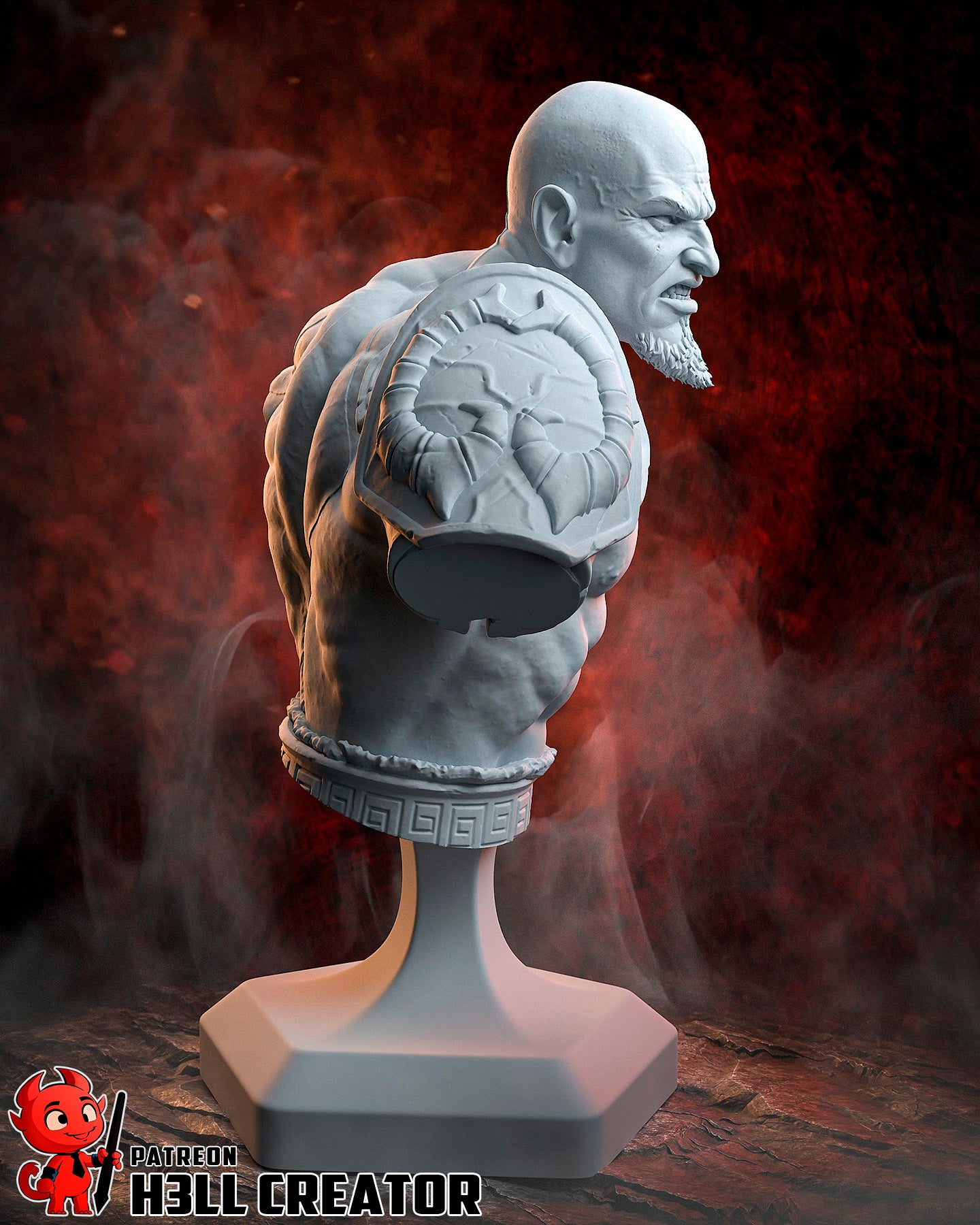 Kratos God Of War - 3D Printed Model Statue and Bust - 10 Scale
