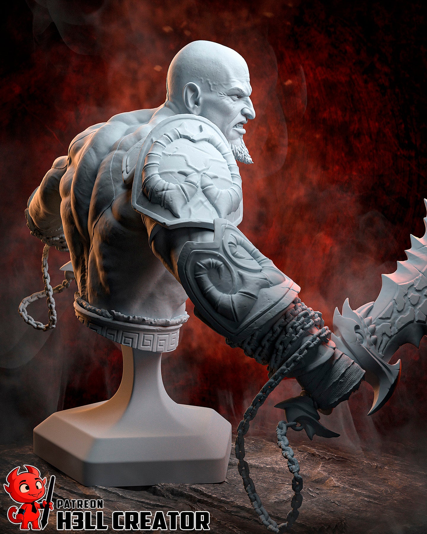 Kratos God Of War - 3D Printed Model Statue and Bust - 10 Scale