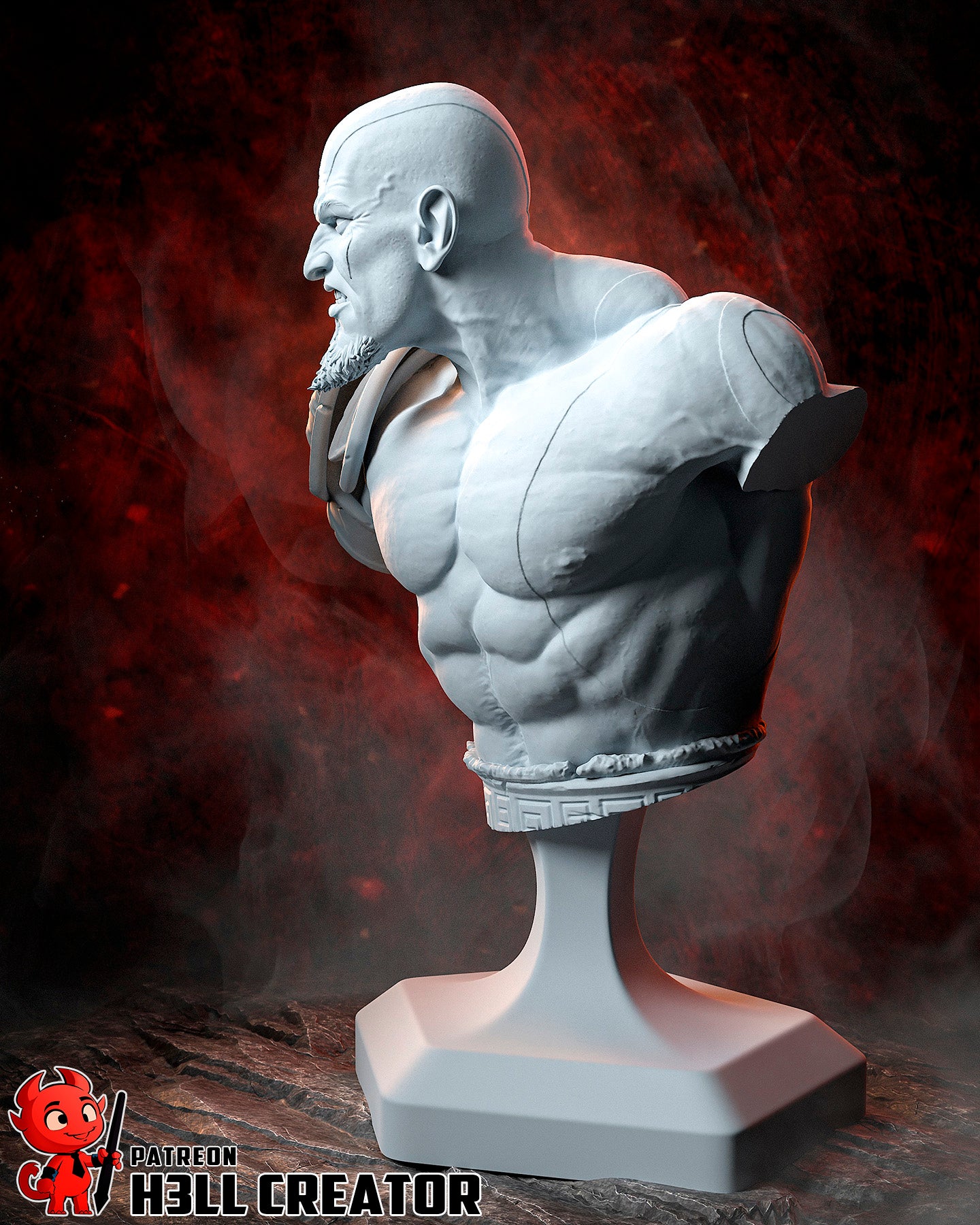 Kratos God Of War - 3D Printed Model Statue and Bust - 10 Scale