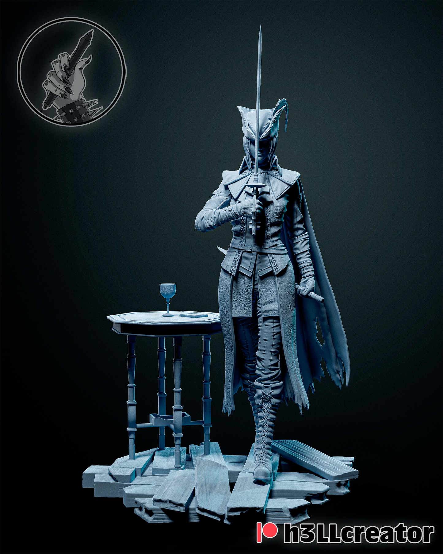 Lady Maria - 3D Printed Statue / Bust - 12 Scale