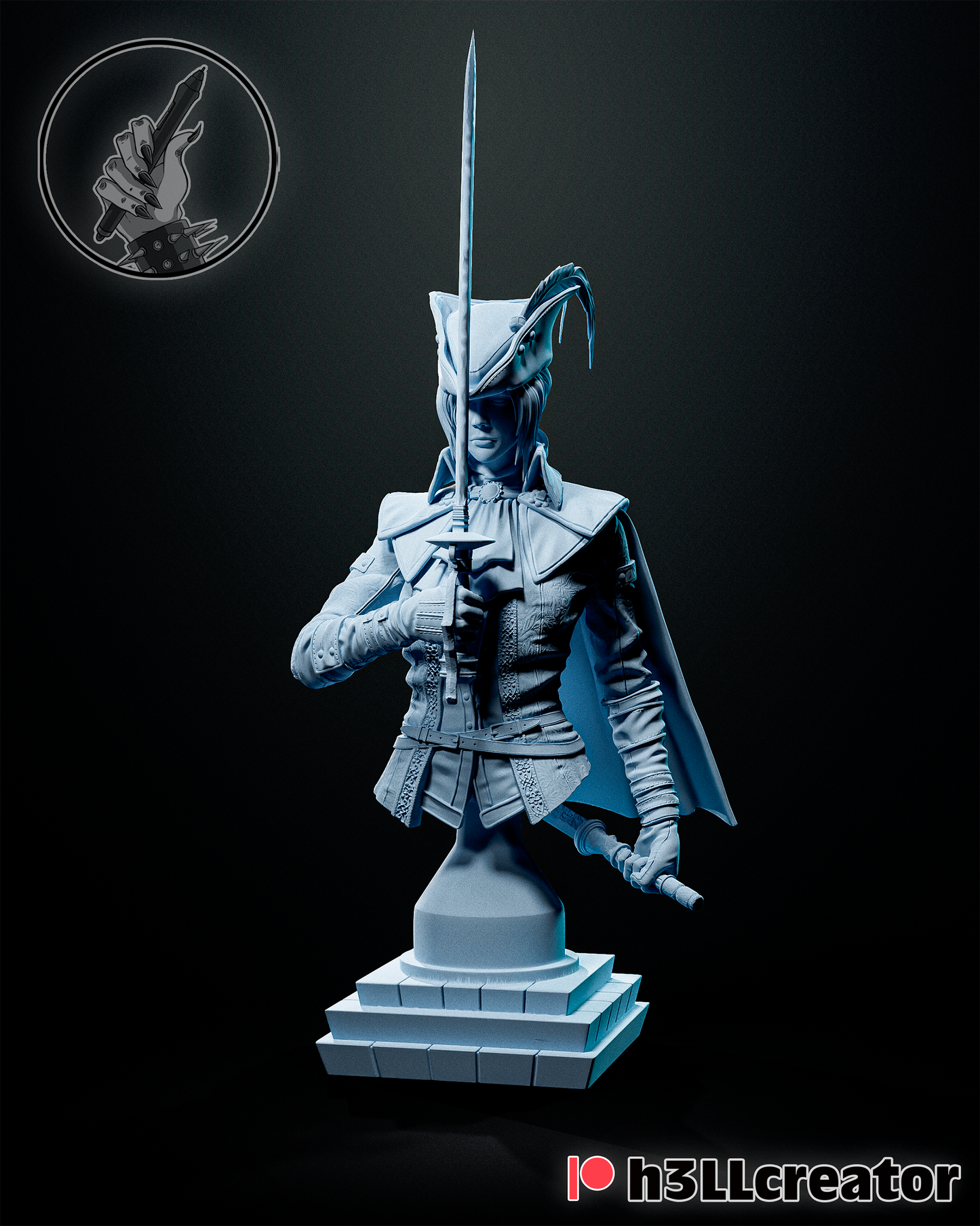Lady Maria - 3D Printed Statue / Bust - 12 Scale