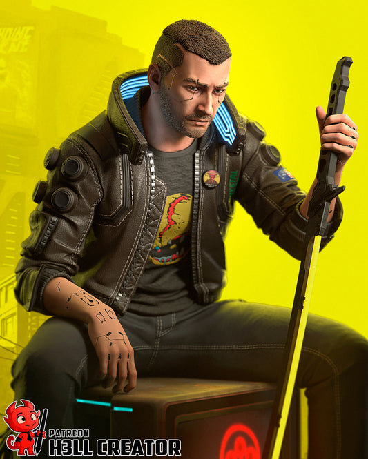Male V (Cyberpunk 2077) 3d Printed Model Kit - 1:12
