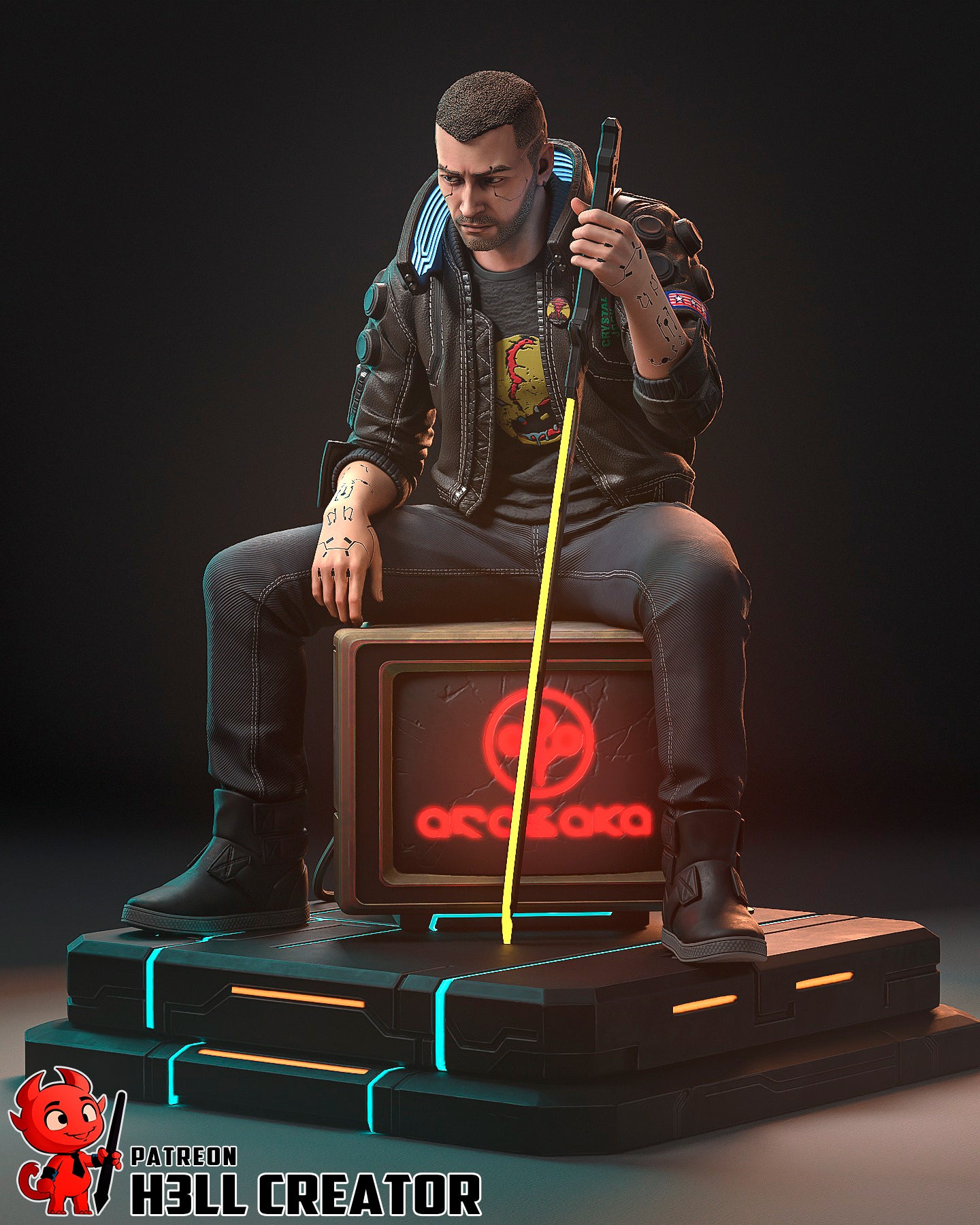 Male V (Cyberpunk 2077) 3d Printed Model Kit - 1:12