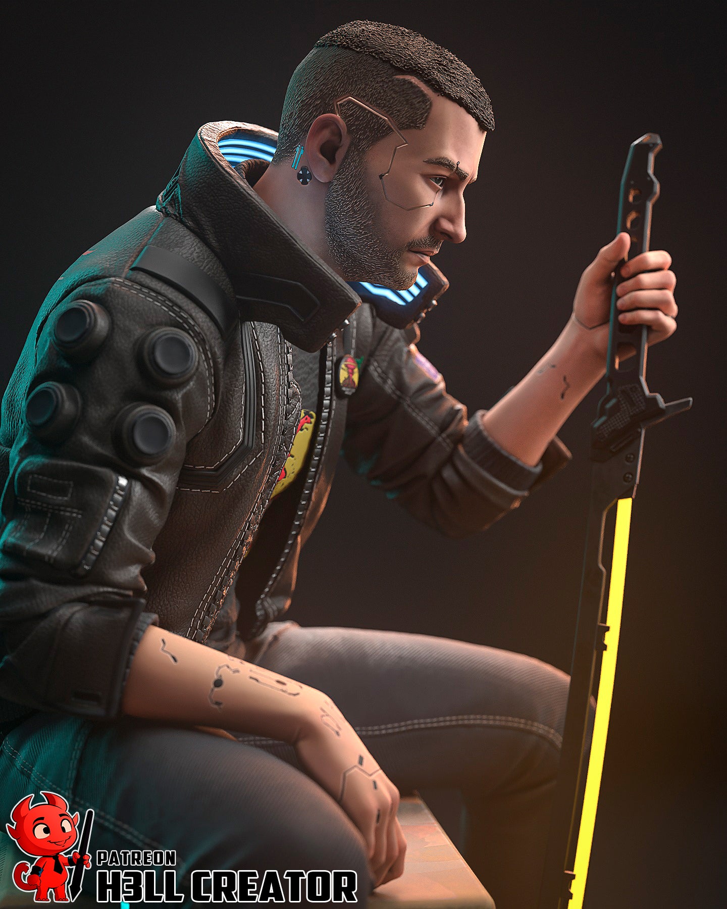 Male V (Cyberpunk 2077) 3d Printed Model Kit - 1:12