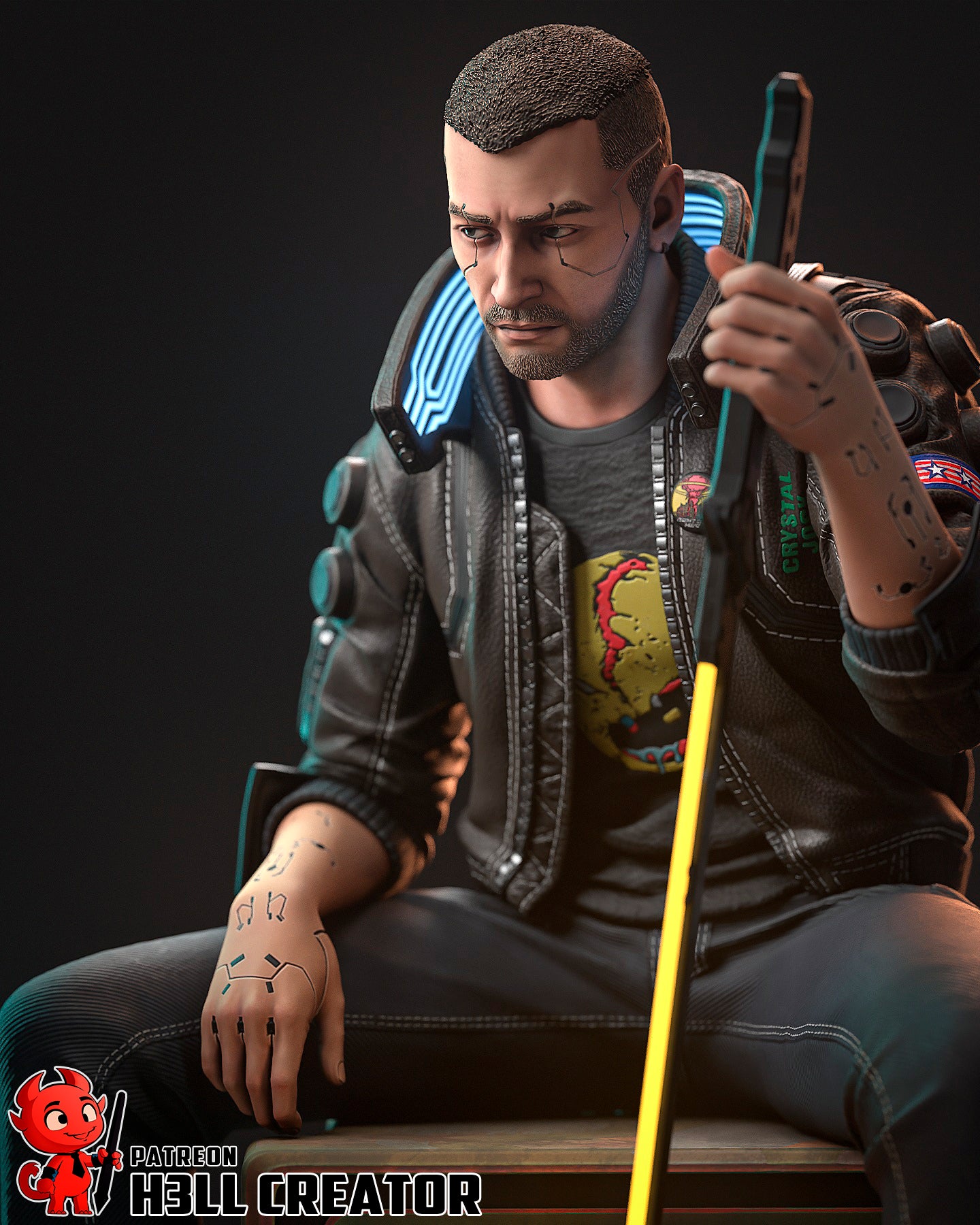 Male V (Cyberpunk 2077) 3d Printed Model Kit - 1:12