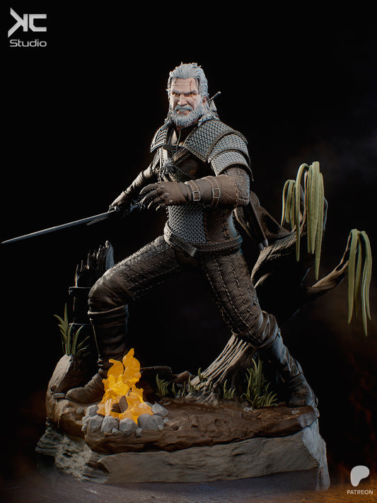 Geralt (Witcher Games) - 3D Print Model Kit - 1:10 Scale - Fan Art