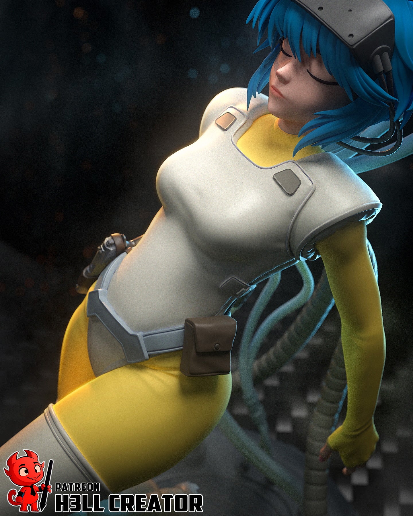 Motoko Kusanagi - 3D Printed Statue Model Kit - 10 Scale