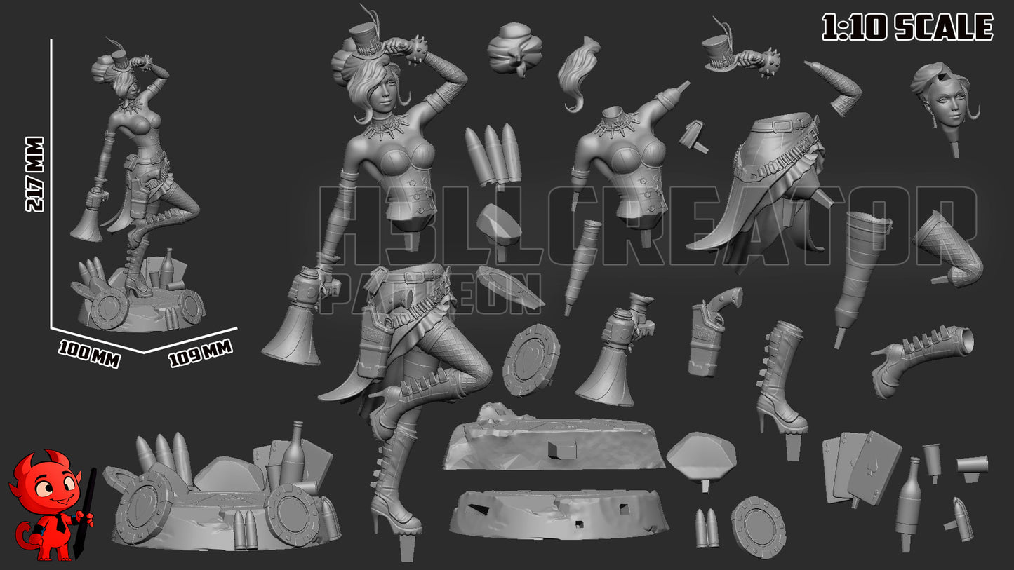 Moxxi- Borderlands - 3D Printed Statue / Bust Model Kit 10 Scale